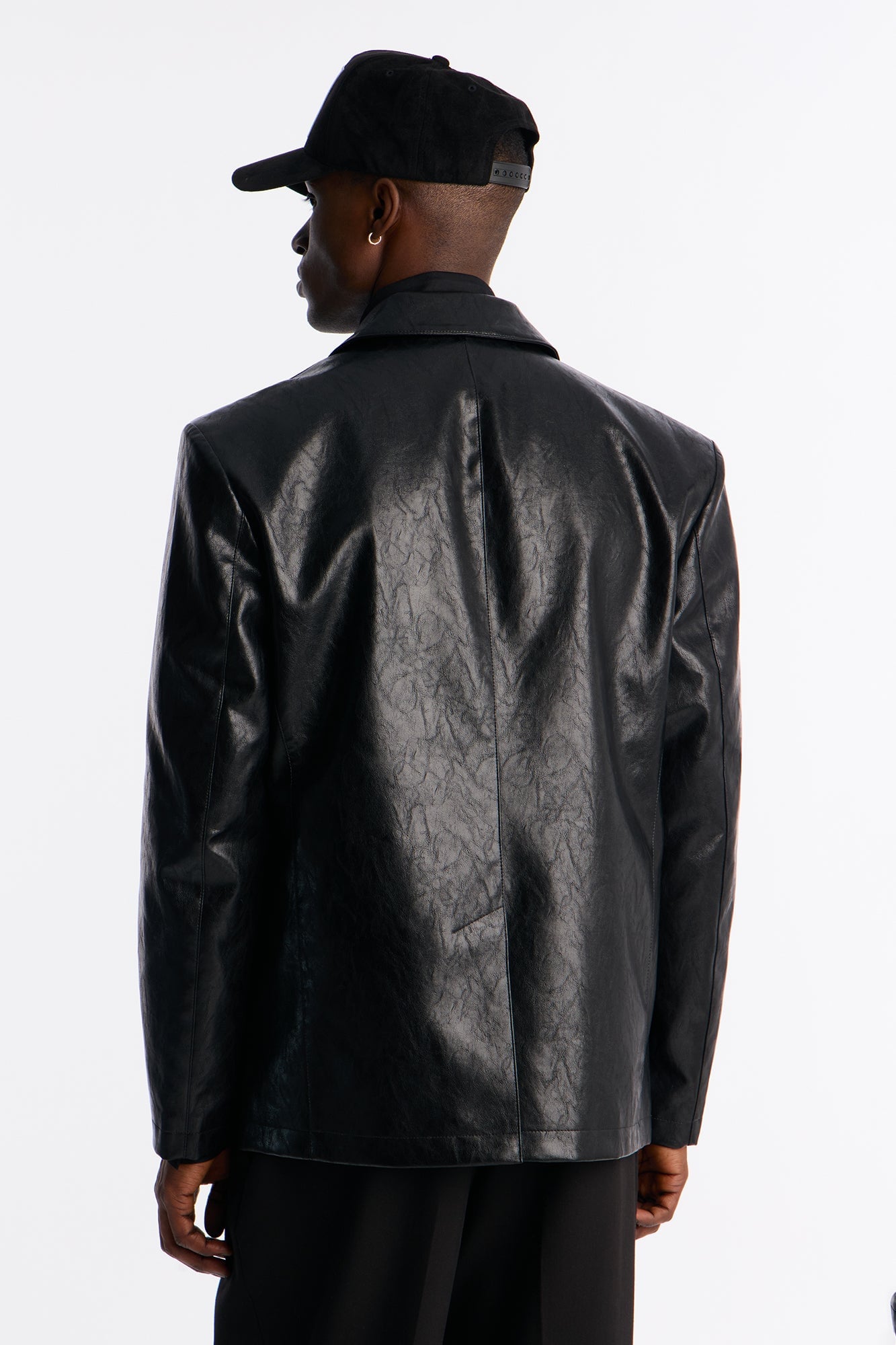 Night Viper Faux Leather Blazer - Black image 8