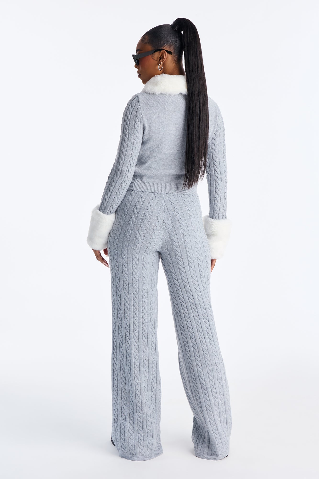 Cozy Vibe Faux Fur Sweater Pant Set - Grey image 7