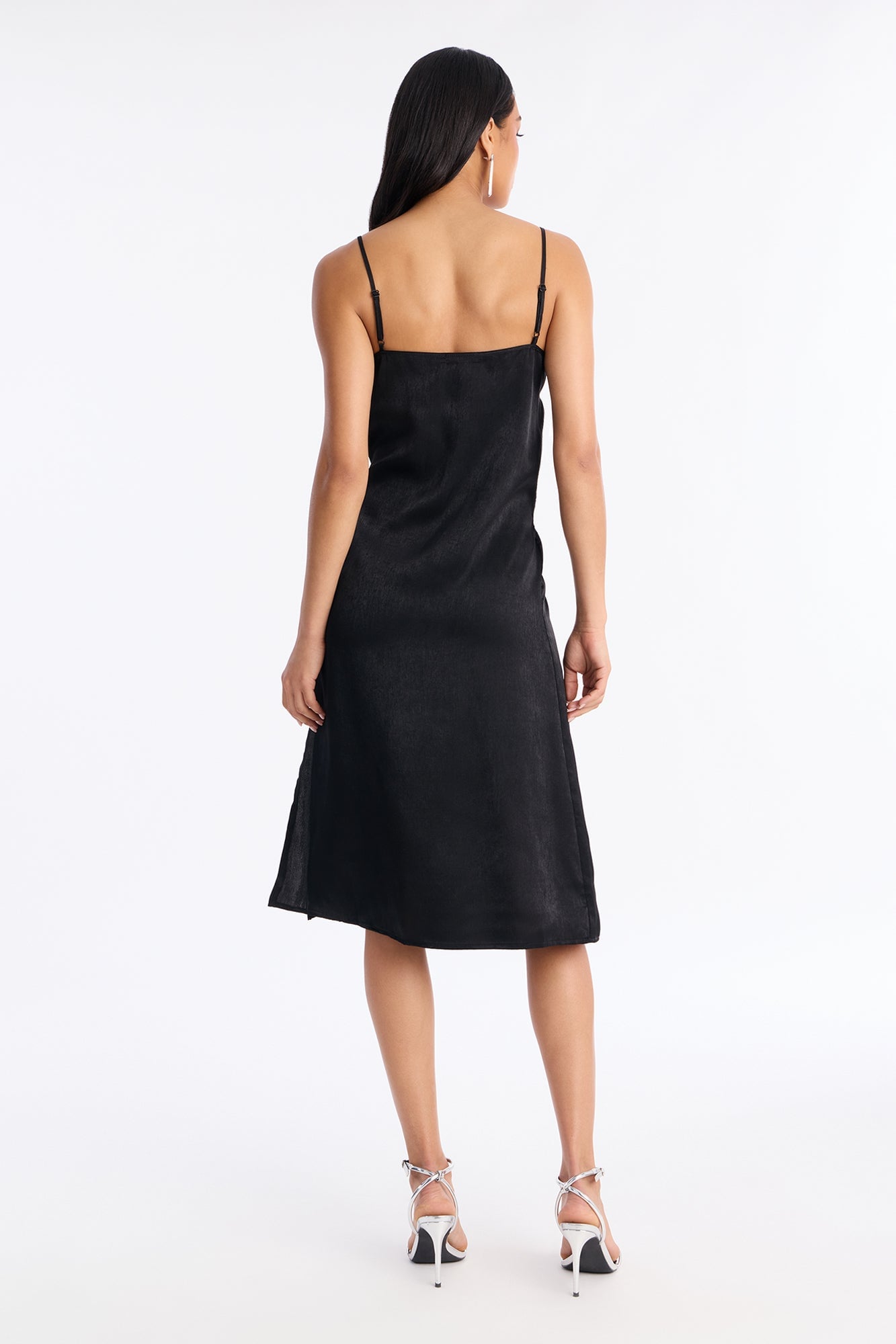 Abby Lace Satin Midi Dress - Black image 4