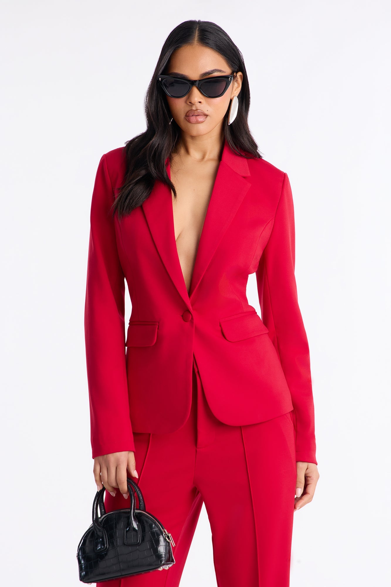 Business Per Usual Blazer Pant Set - Red image 5