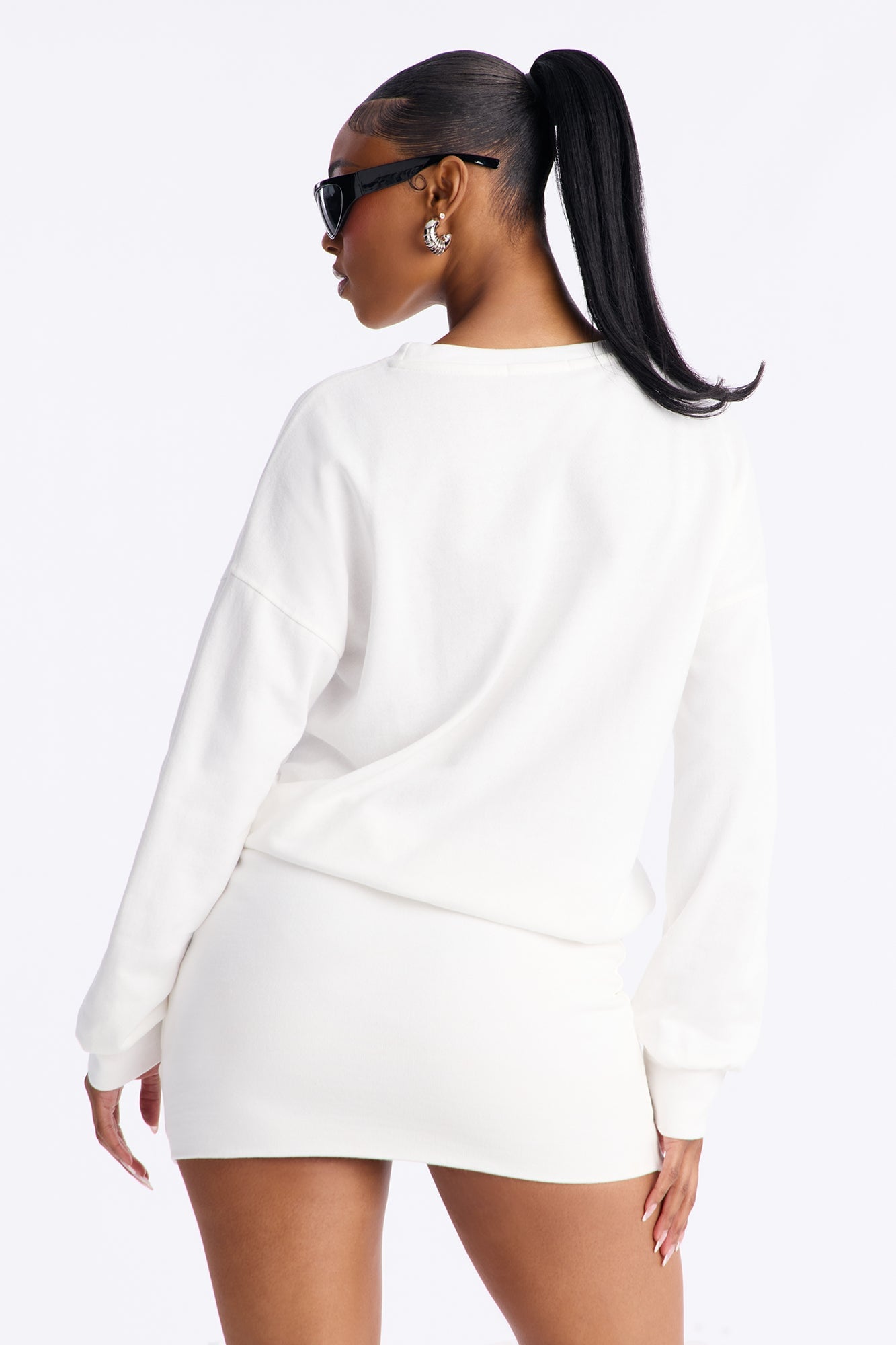 Natalie Long Sleeve Sweater Mini Dress - White image 4