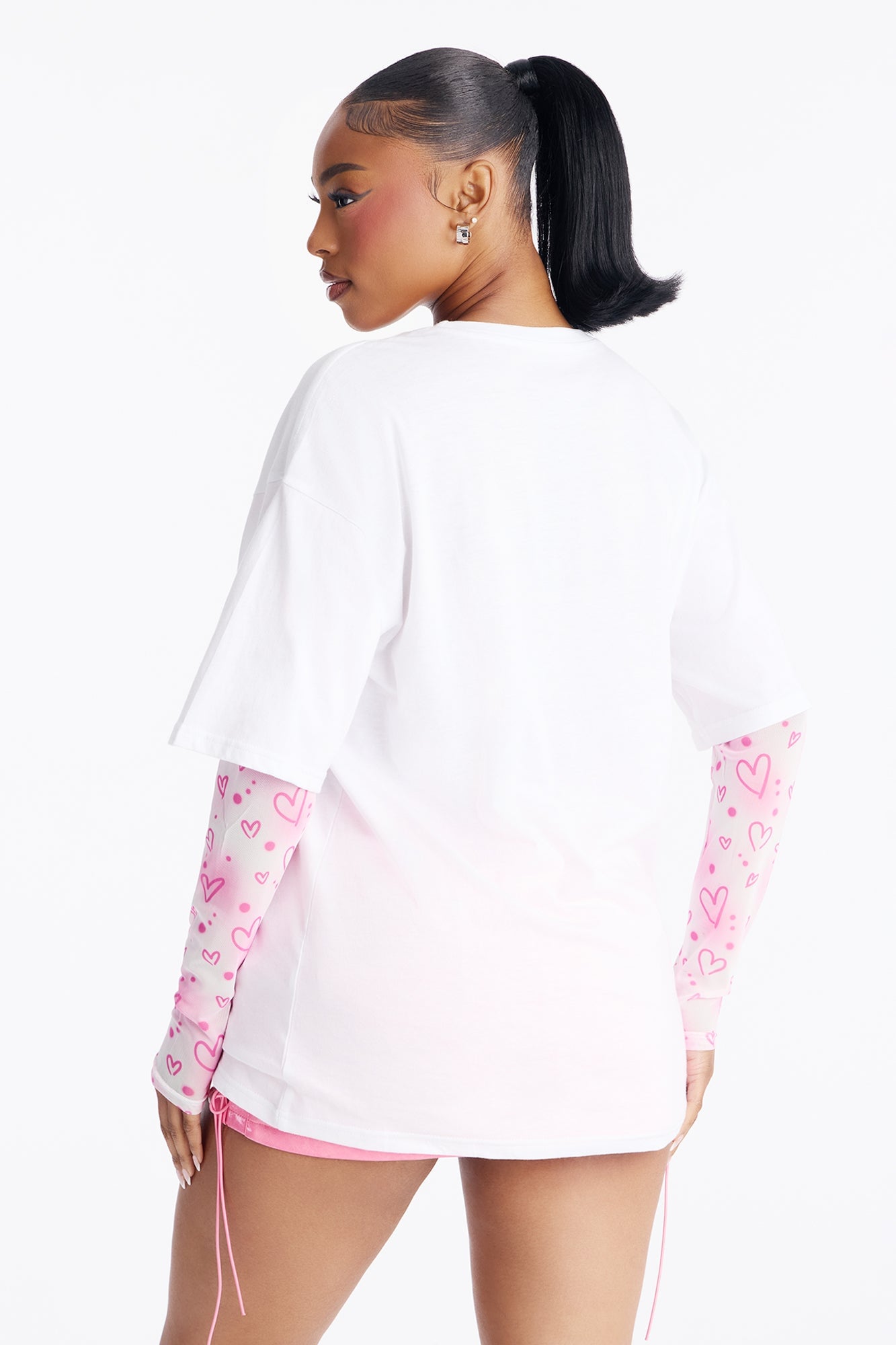 Hello Kitty Distressed Mesh Sleeves Tshirt - White image 9