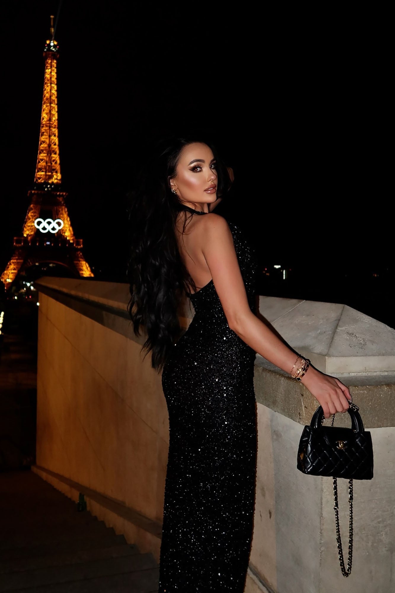 Hailie Sequin Maxi Dress - Black image 8