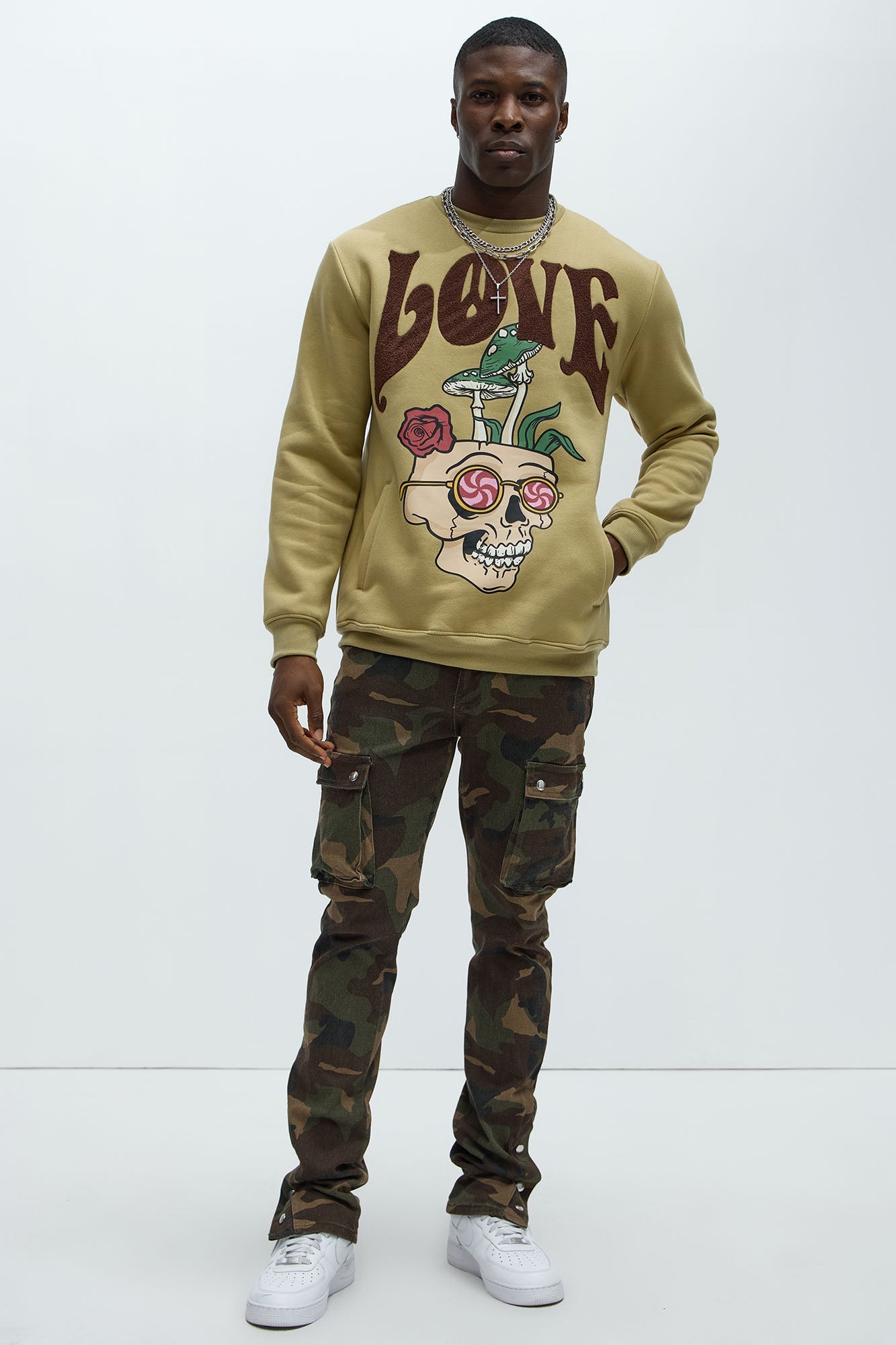 Love/Hate Crewneck Sweatshirt - Khaki image 2