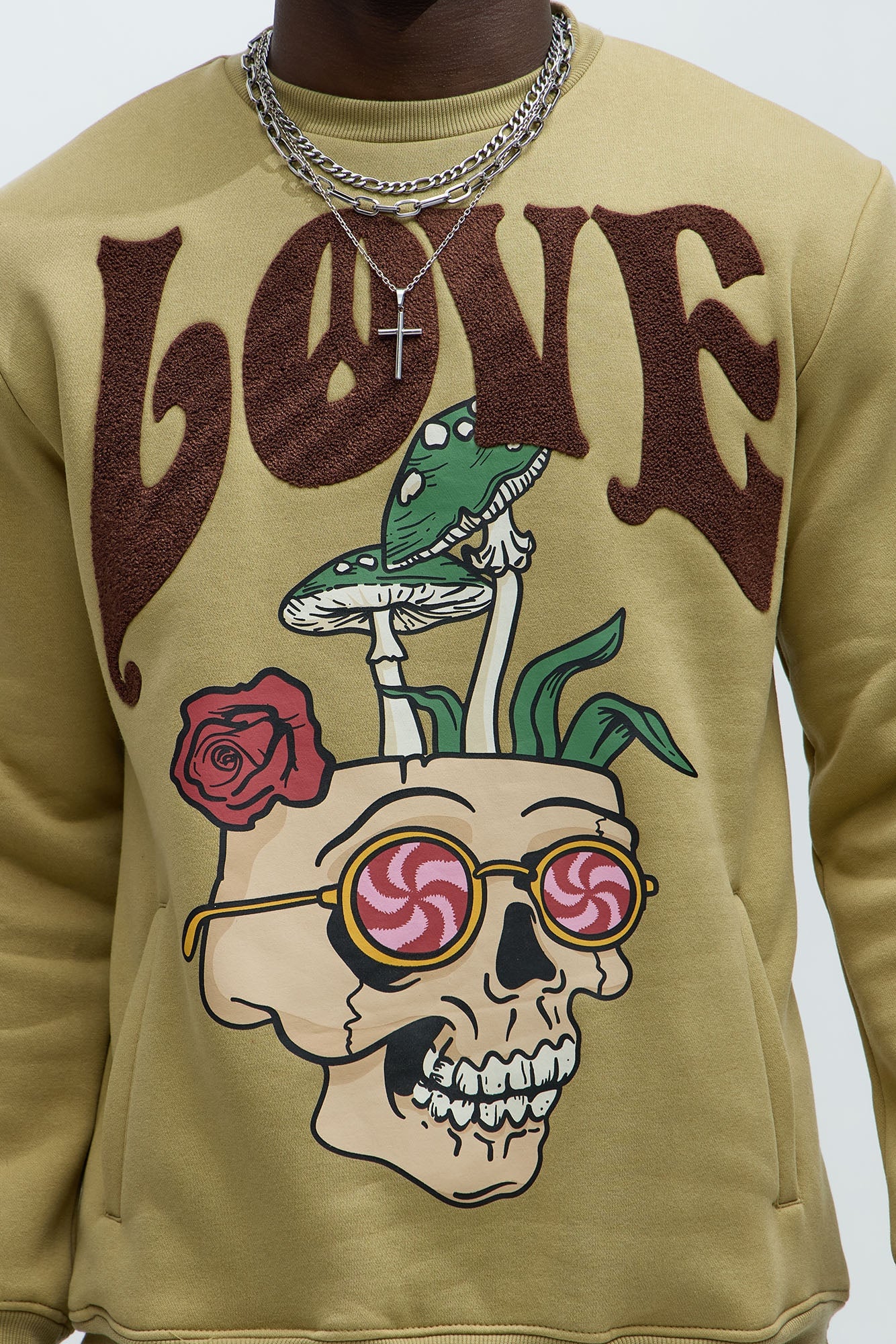 Love/Hate Crewneck Sweatshirt - Khaki image 3