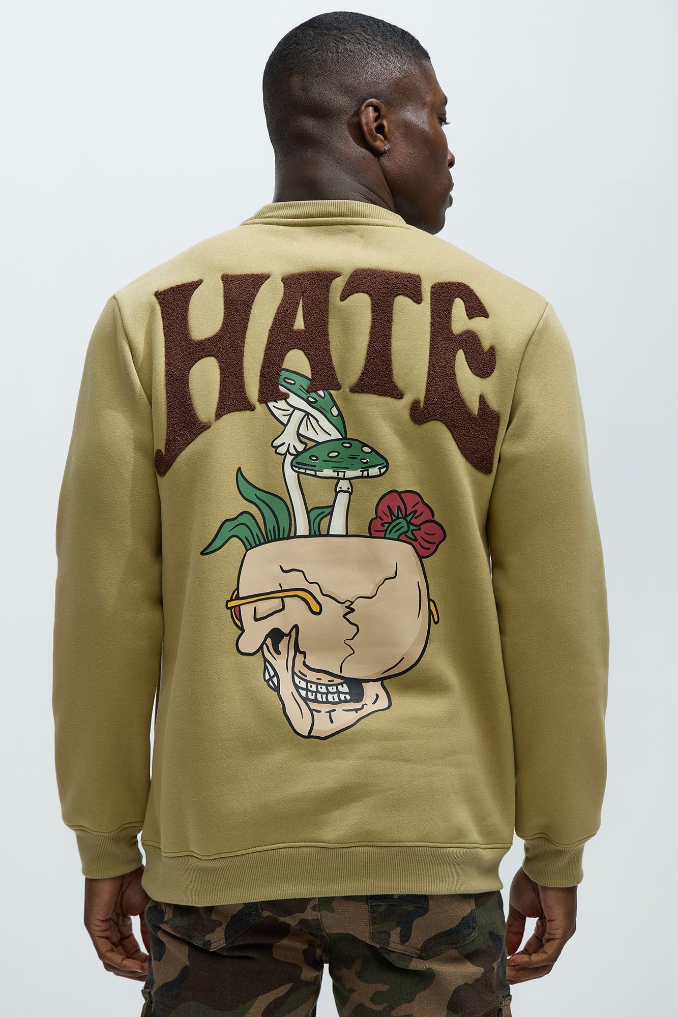 Love/Hate Crewneck Sweatshirt - Khaki image 4