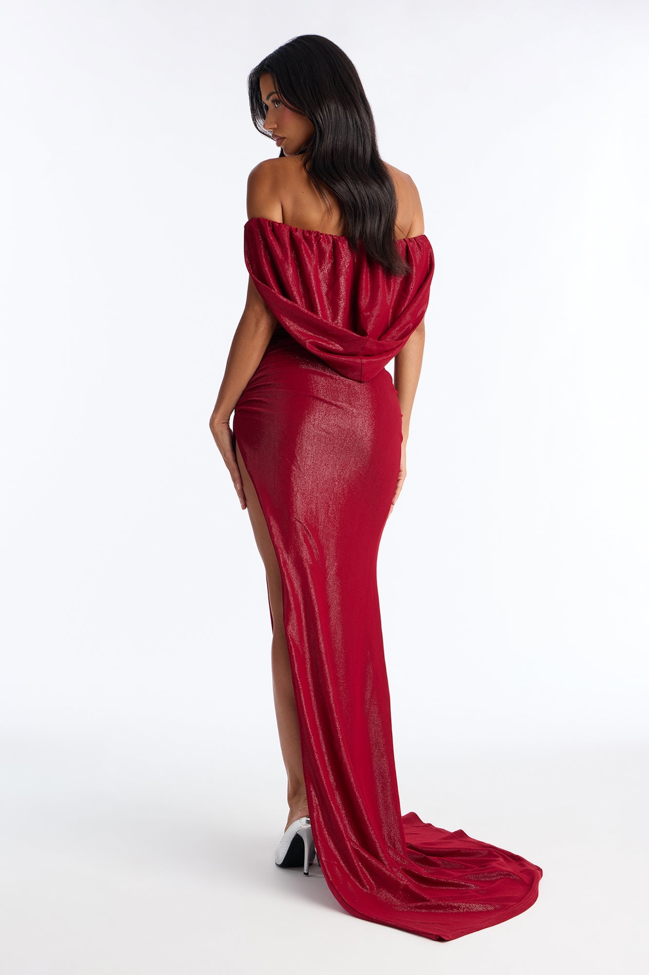 Janelle Hooded Metallic Maxi Dress - Red image 8