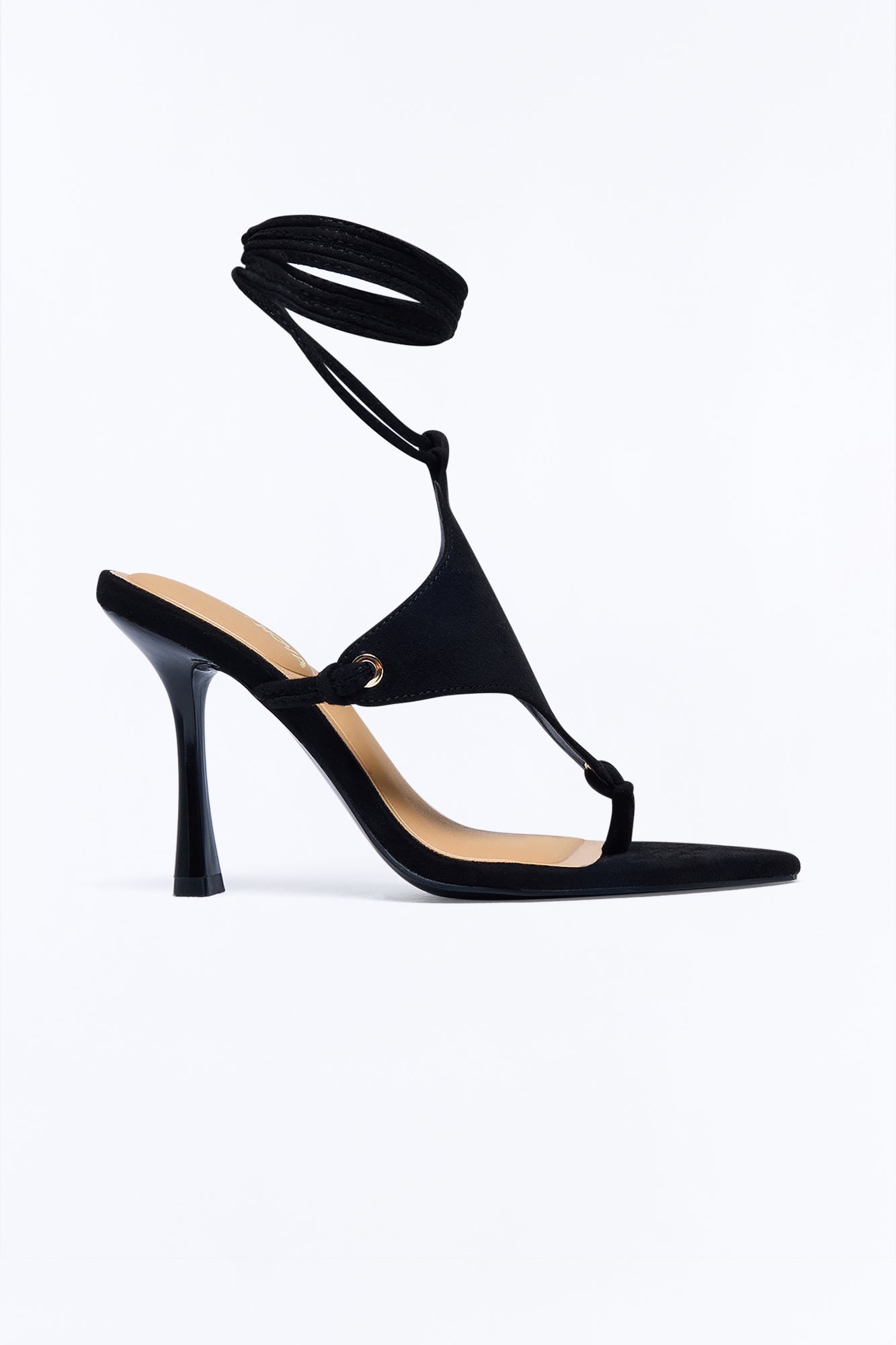Late Night Energy Suede Wrap Up Heels - Black image 3