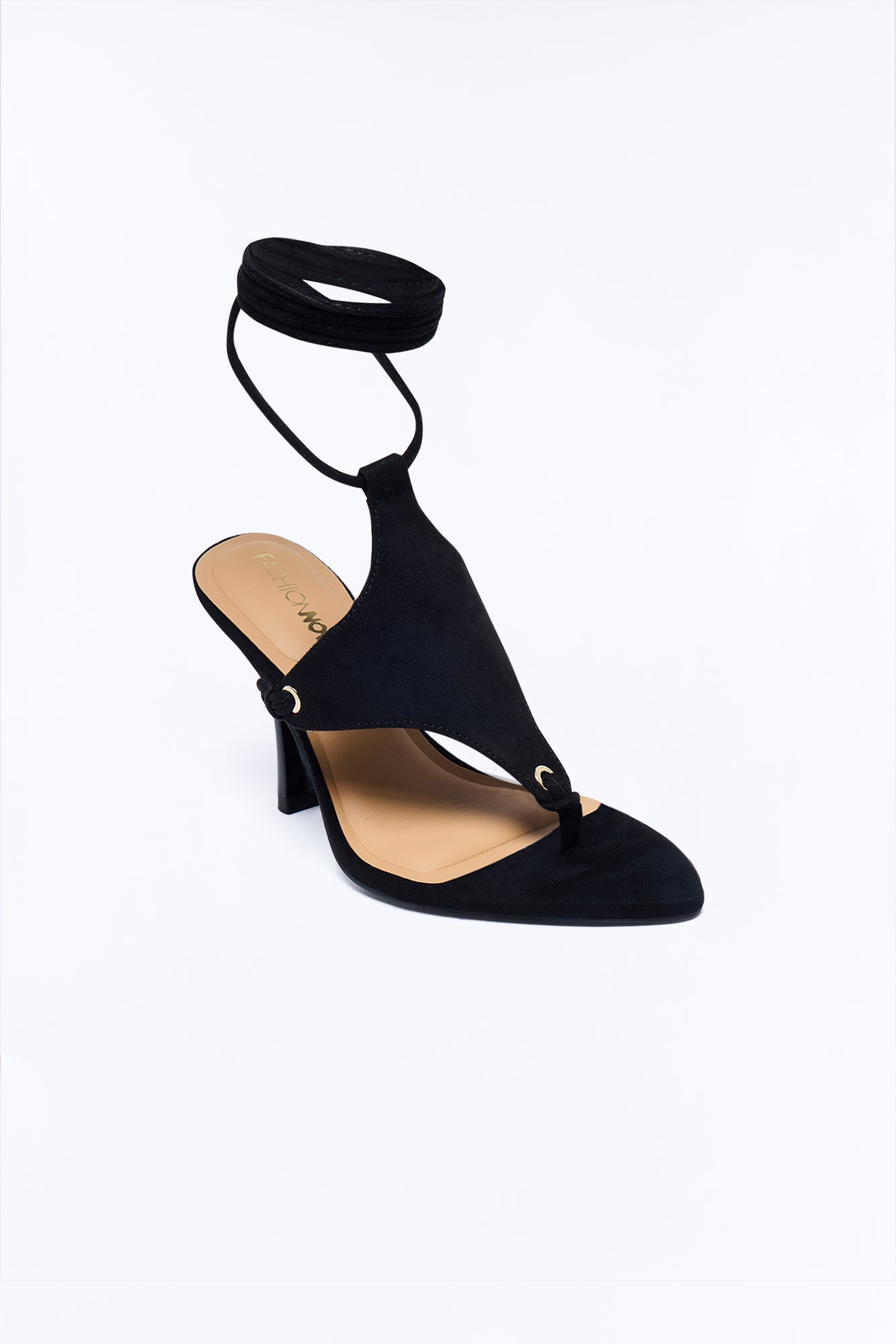 Late Night Energy Suede Wrap Up Heels - Black image 4