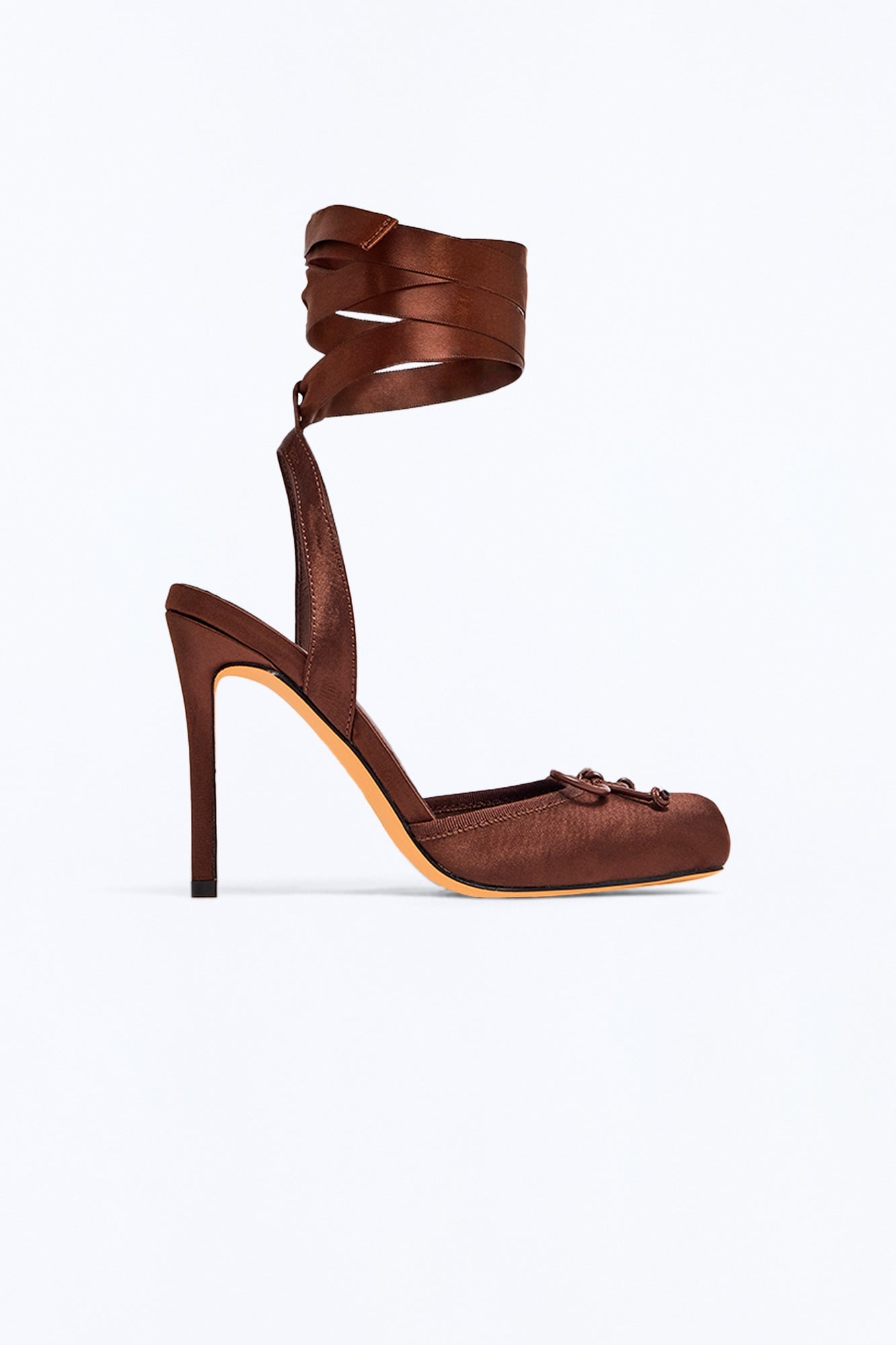 Pirouette Satin Ballet Pumps - Brown image 2