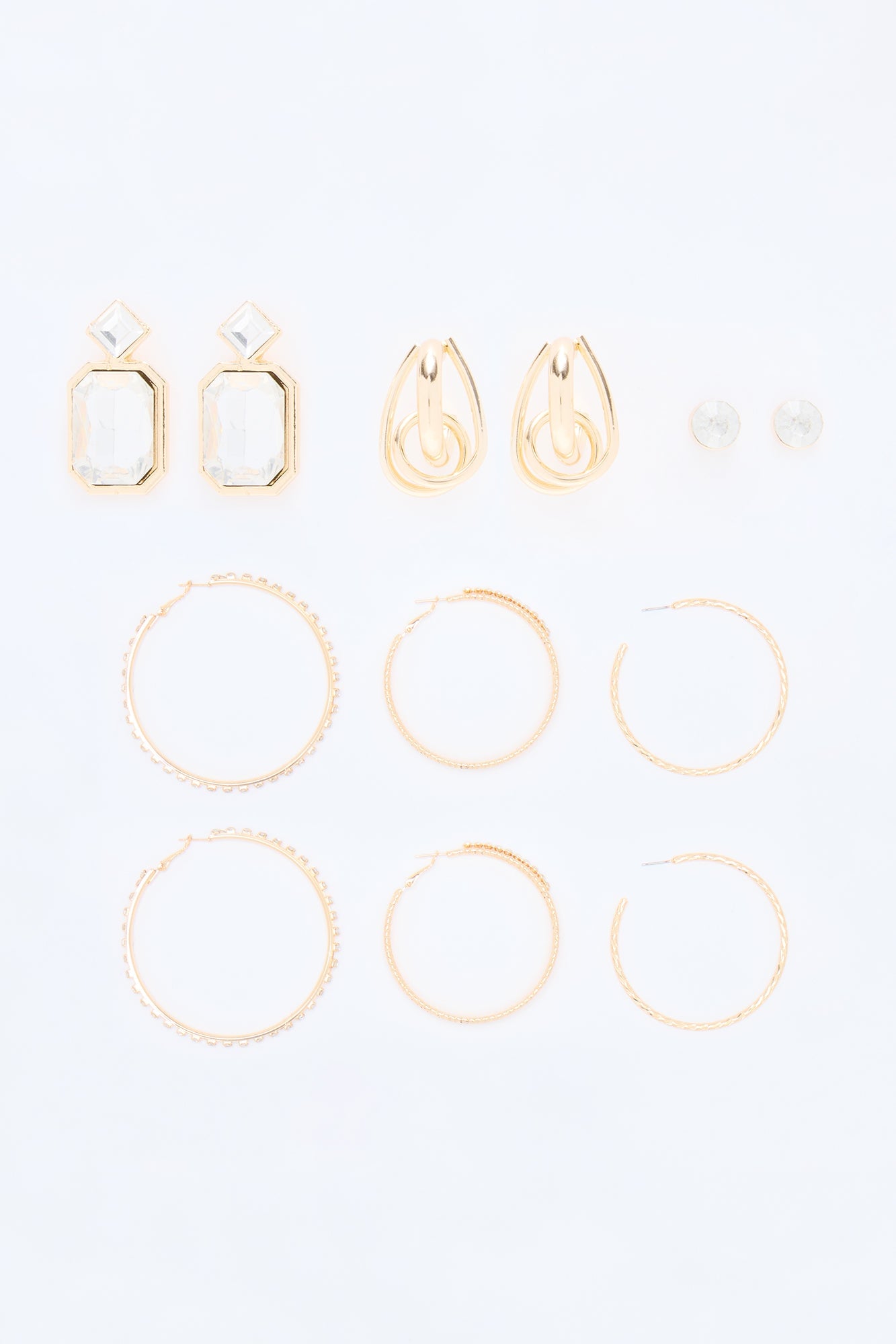 High Looks 6 Pair Multi Earring Set - Gold image 1