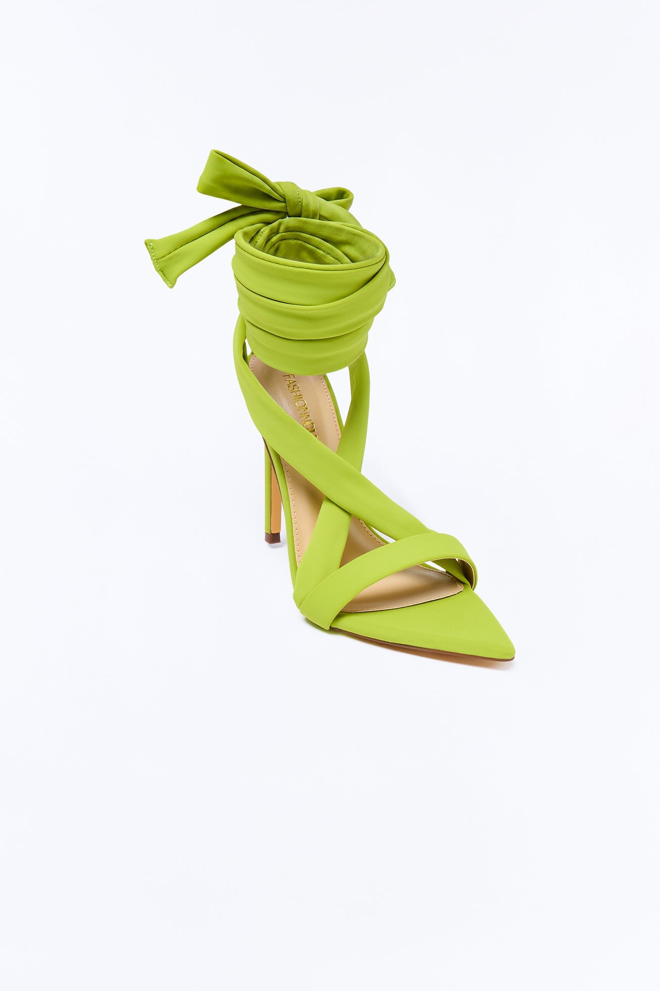Dalia Pointed Toe Wrap Up Heels - Neon Green image 3
