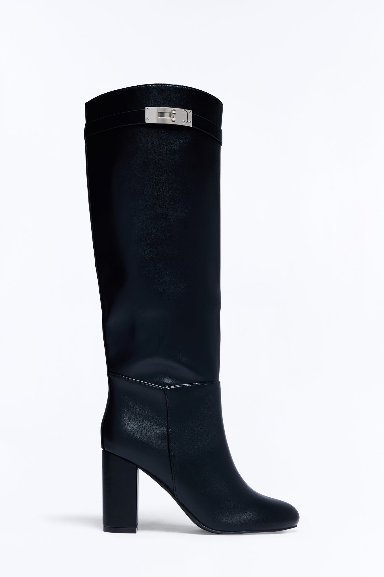 Makayla Knee High Heeled Boots - Black image 1