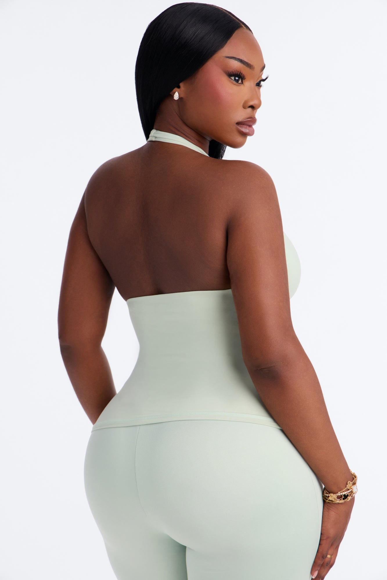 Second Skin Bra Pad Sleeveless Halter Top - Mint image 3
