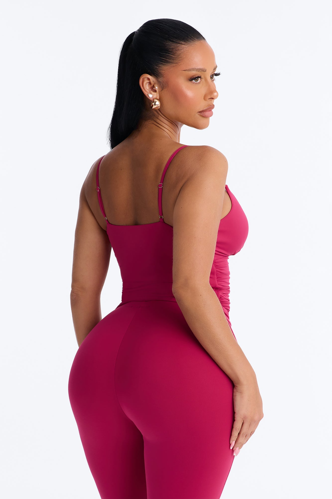Second Skin Bra Pad V Neck Cami - Raspberry image 8