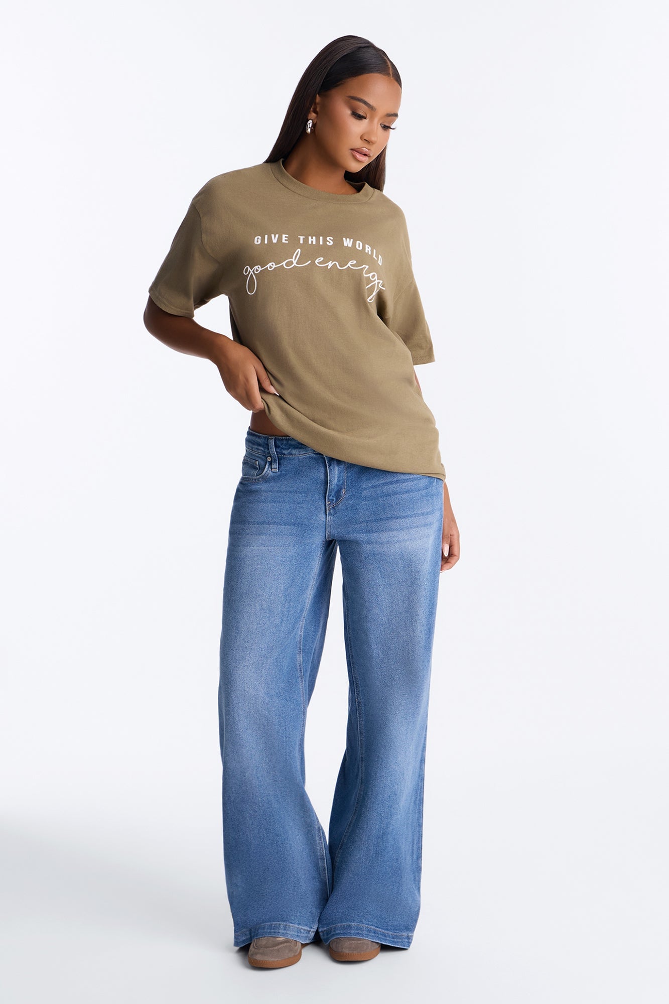 Give This World Good Energy Short Sleeve Tee - Olive image 5