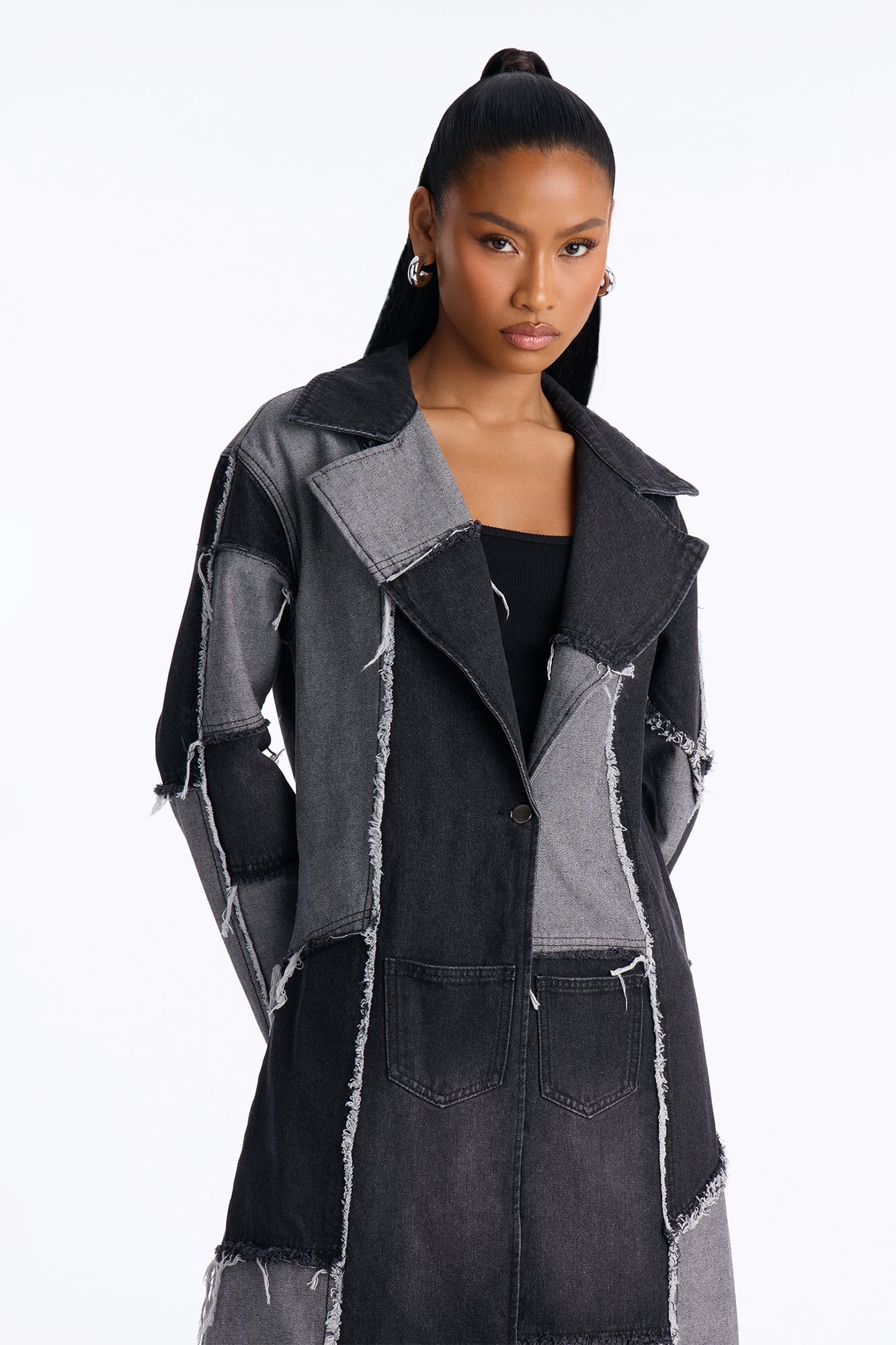 Don't Talk Loud Denim Coat - Black/combo image 5