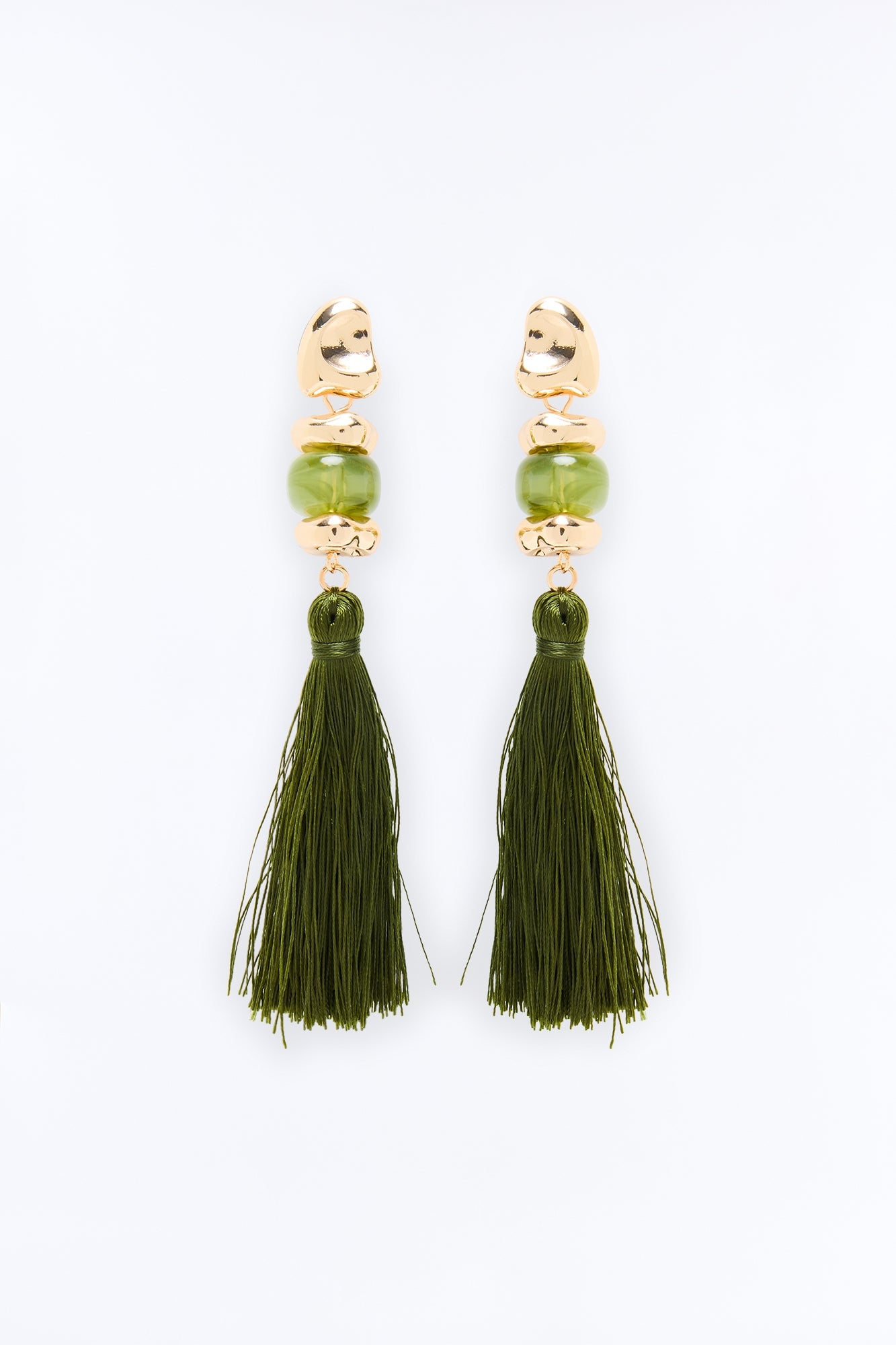 Serving Looks Drop Earrings - Gold/Green image 3