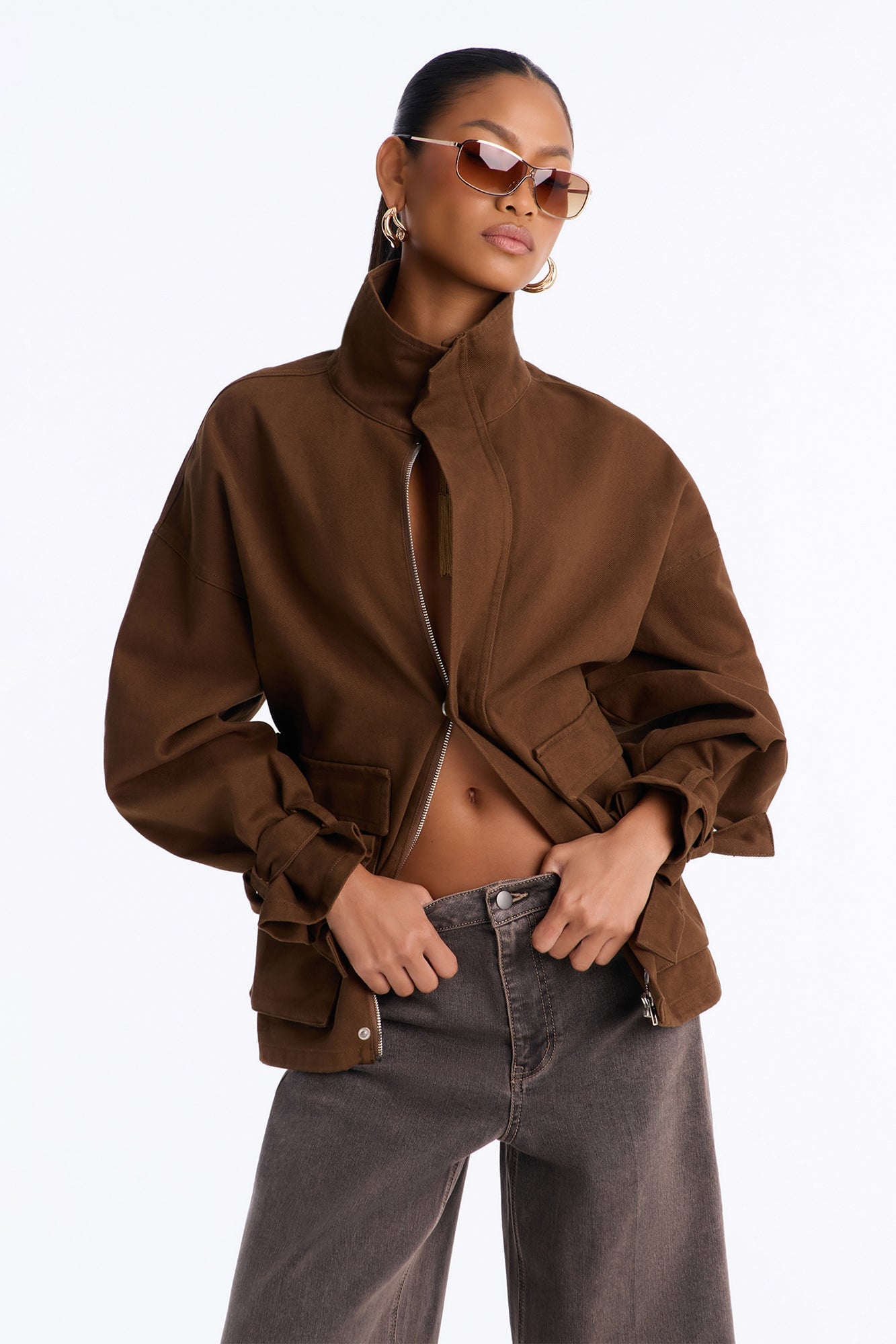 Out And About Twill Anorak Jacket - Brown image 5