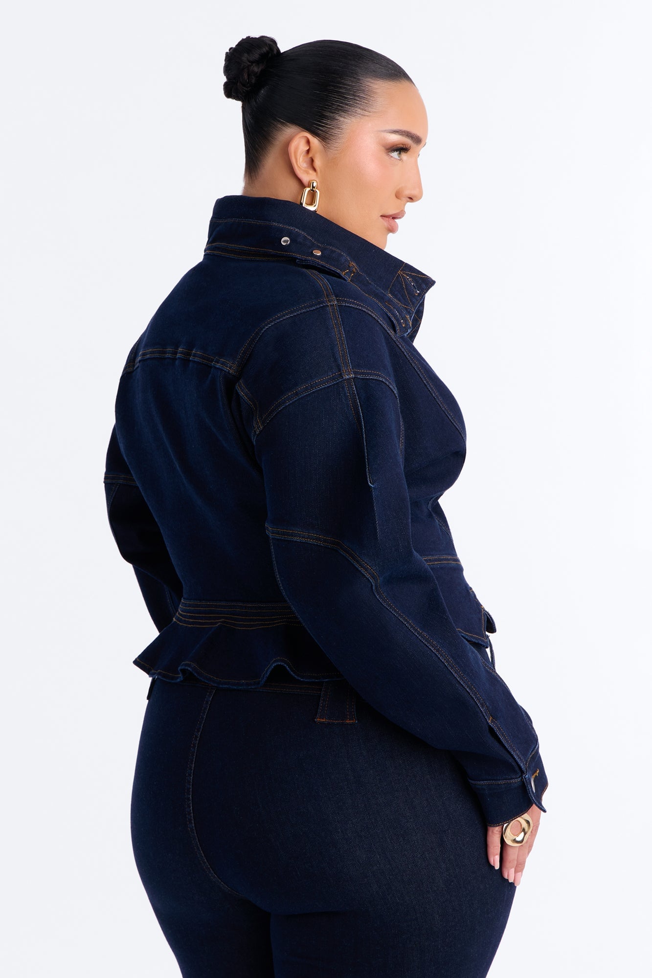 Hide You High Neck Denim Jacket - Dark Wash image 3