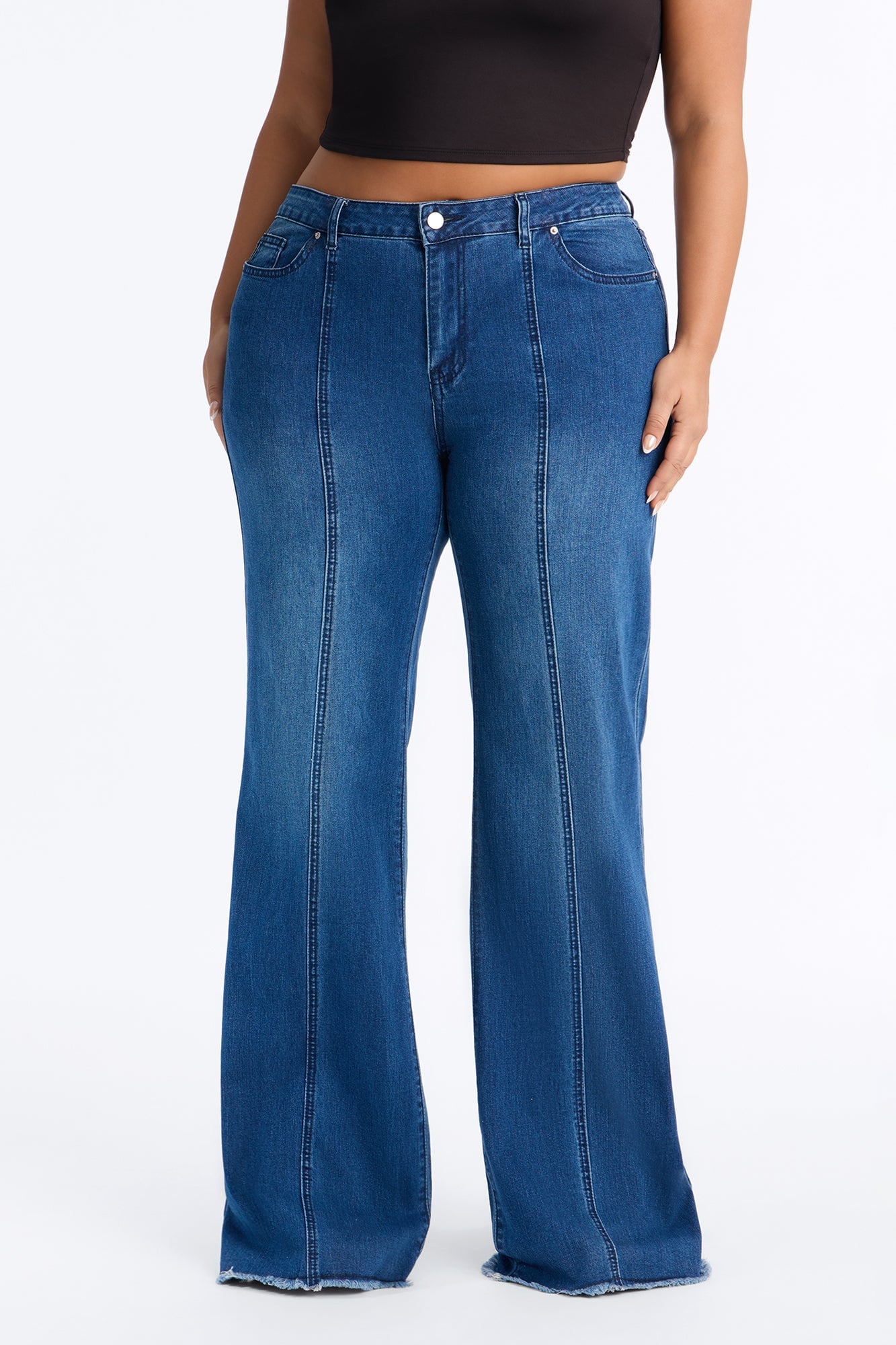 Innocently High Rise Stretch Flare Jeans - Dark Wash image 1