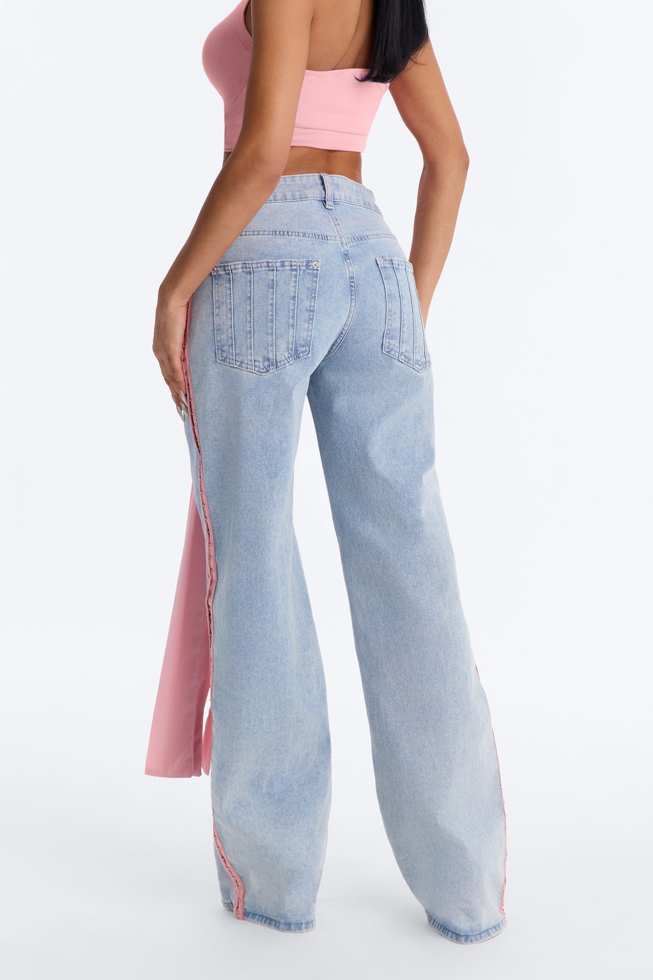 Pretty Privilege Scarves Low Rise Straight Leg Jeans - Light Wash image 4