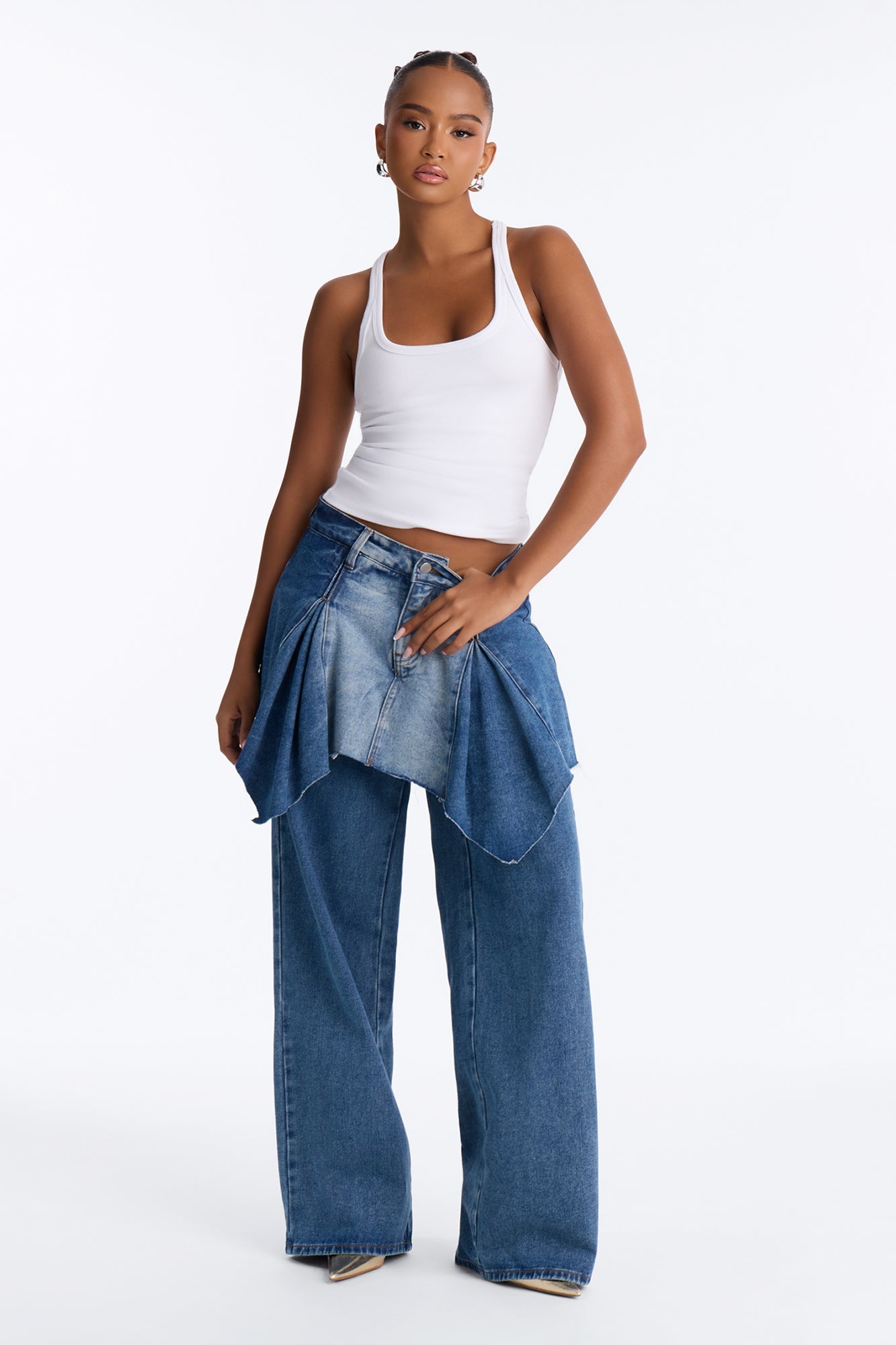 Dancing Away Straight Leg Skirt Jeans - Dark Wash image 2