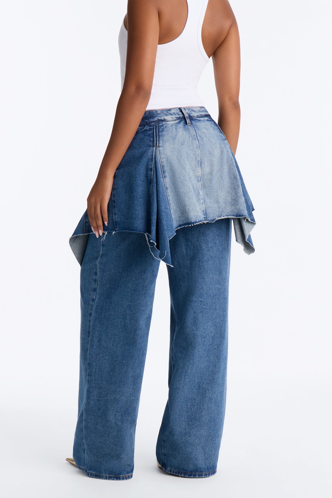 Dancing Away Straight Leg Skirt Jeans - Dark Wash image 4