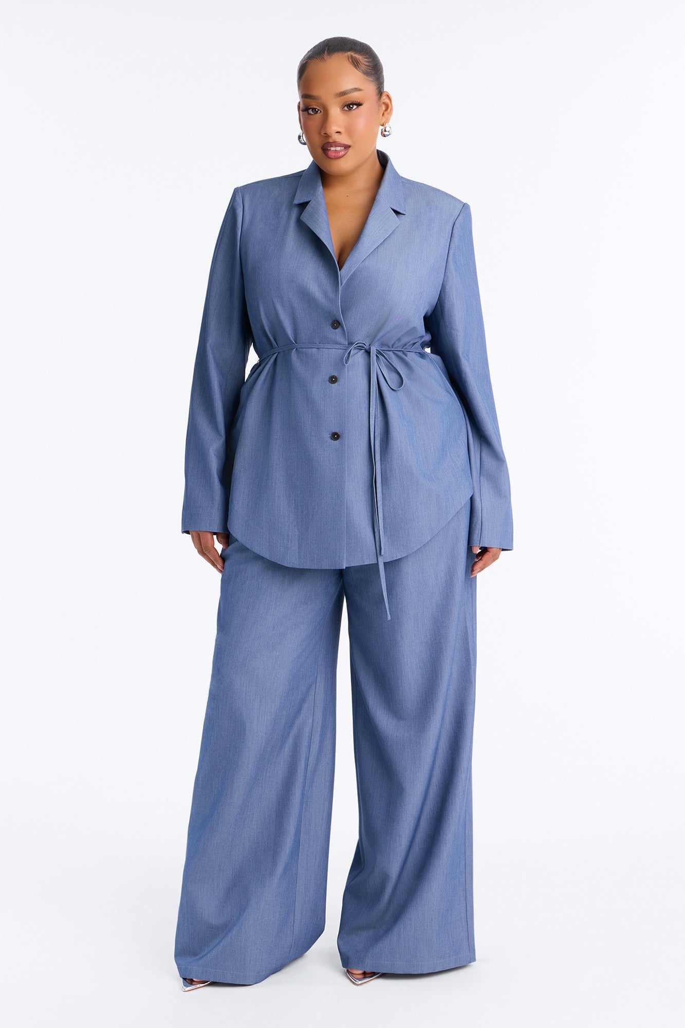 Chic Authority Blazer Pant Set - Blue image 1