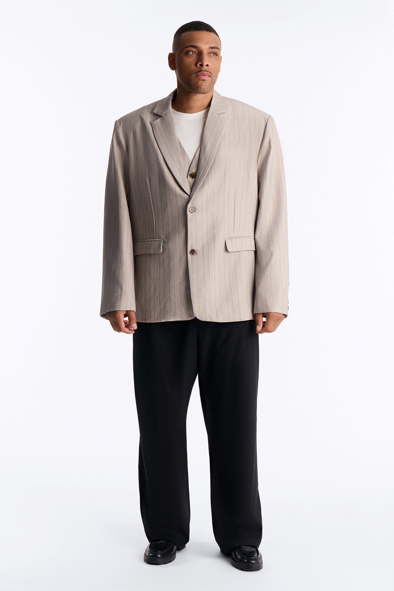 Herringbone Single Breasted Blazer - Grey image 2