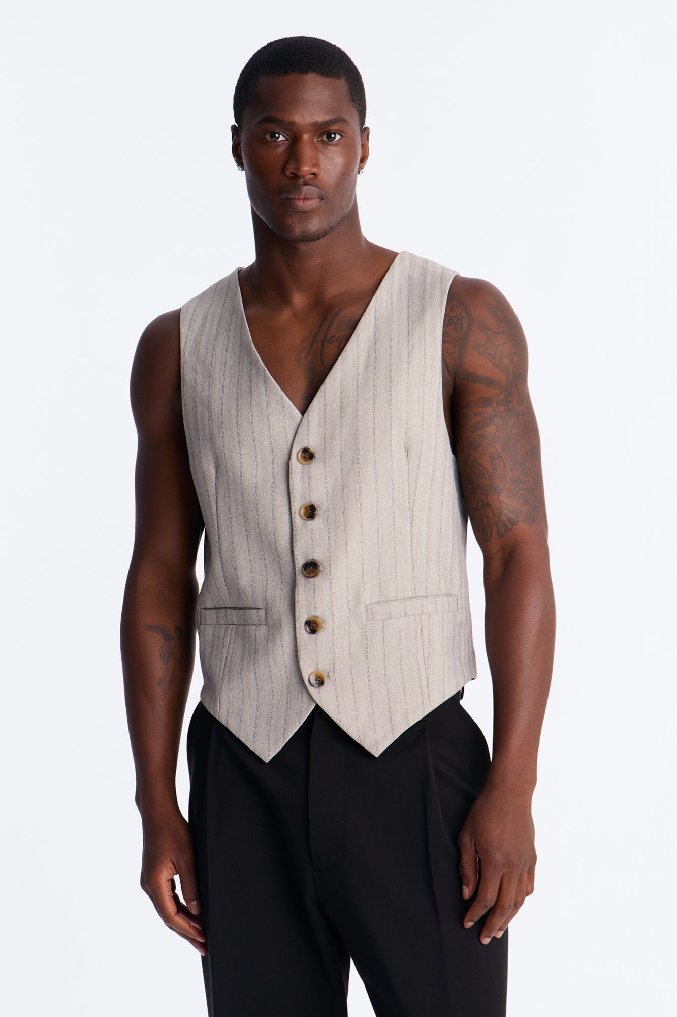 Herringbone Tailored Vest - Grey image 6