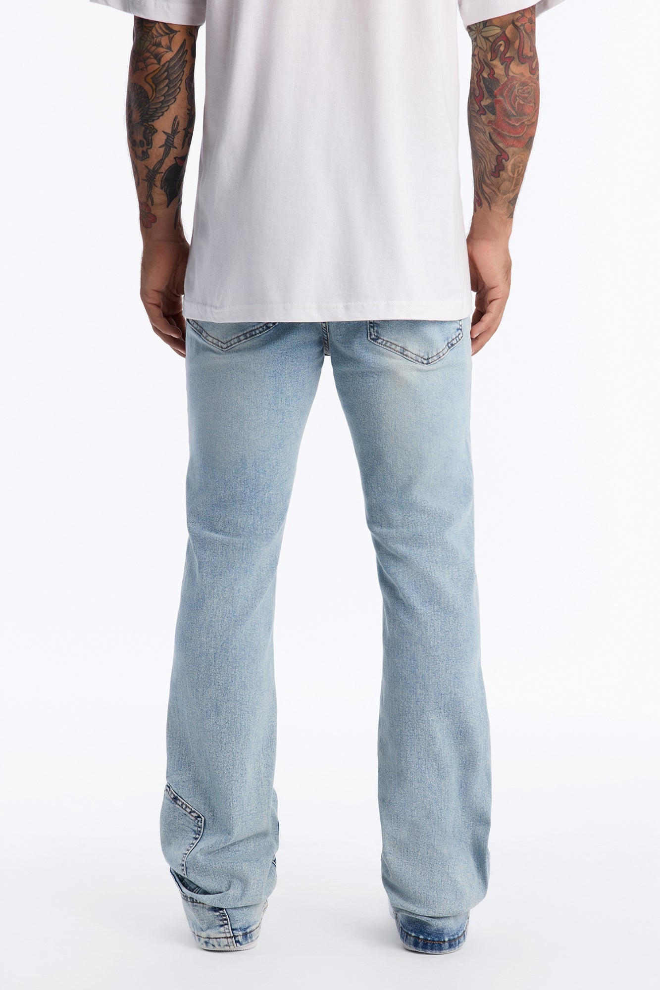Stacked Skinny Flare Outlaw Hem Jean - Light Wash image 10
