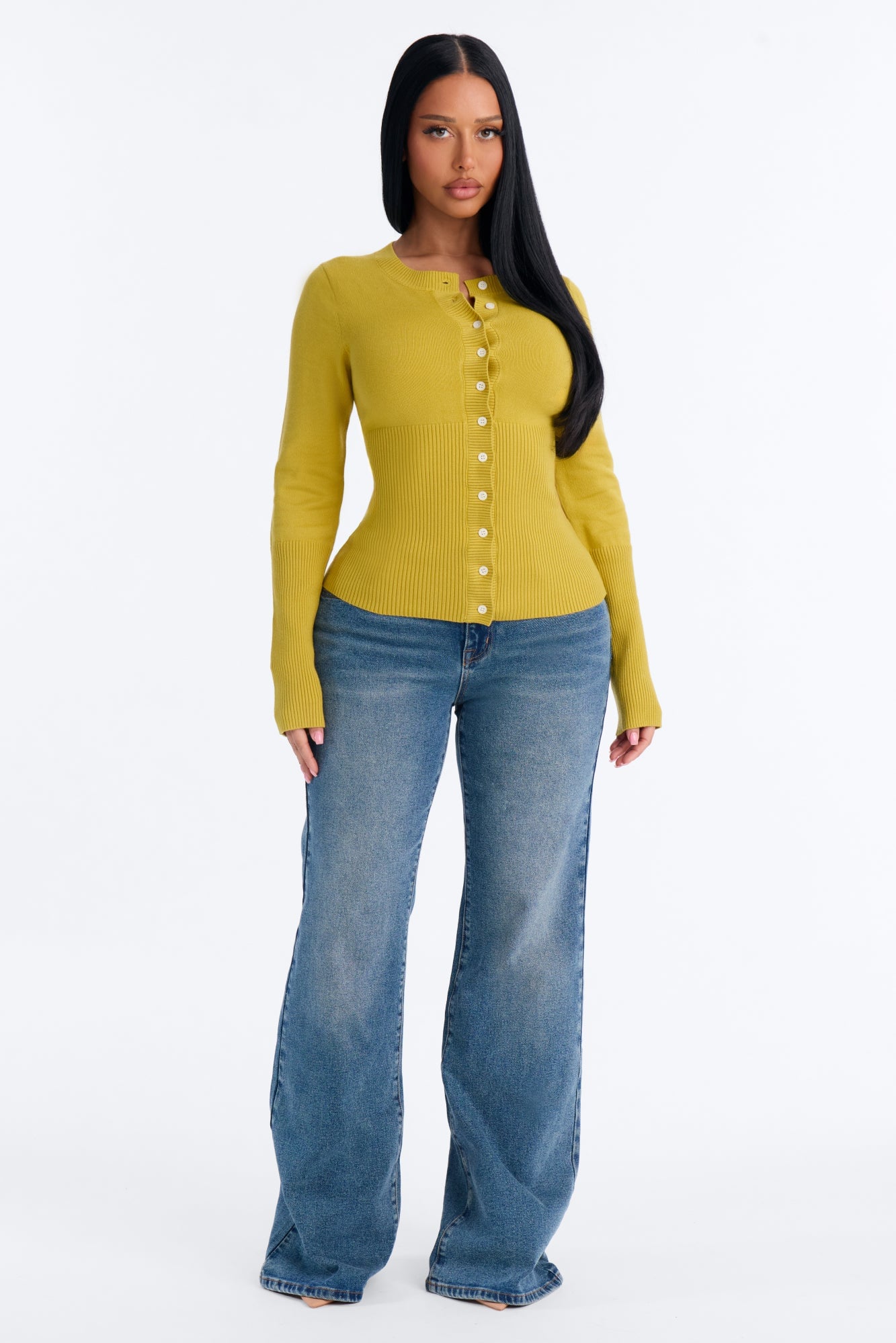 On A Daily Crew Neck Cardigan - Chartreuse image 6