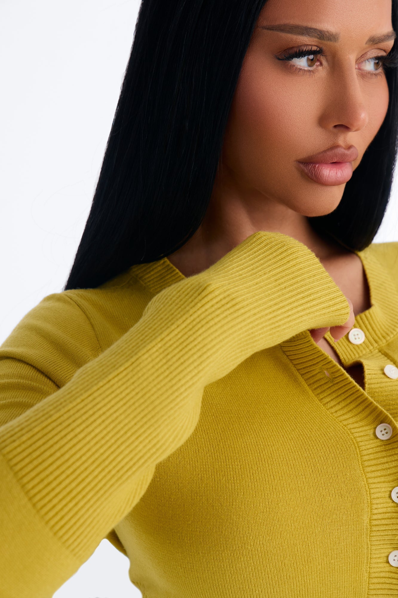 On A Daily Crew Neck Cardigan - Chartreuse image 7