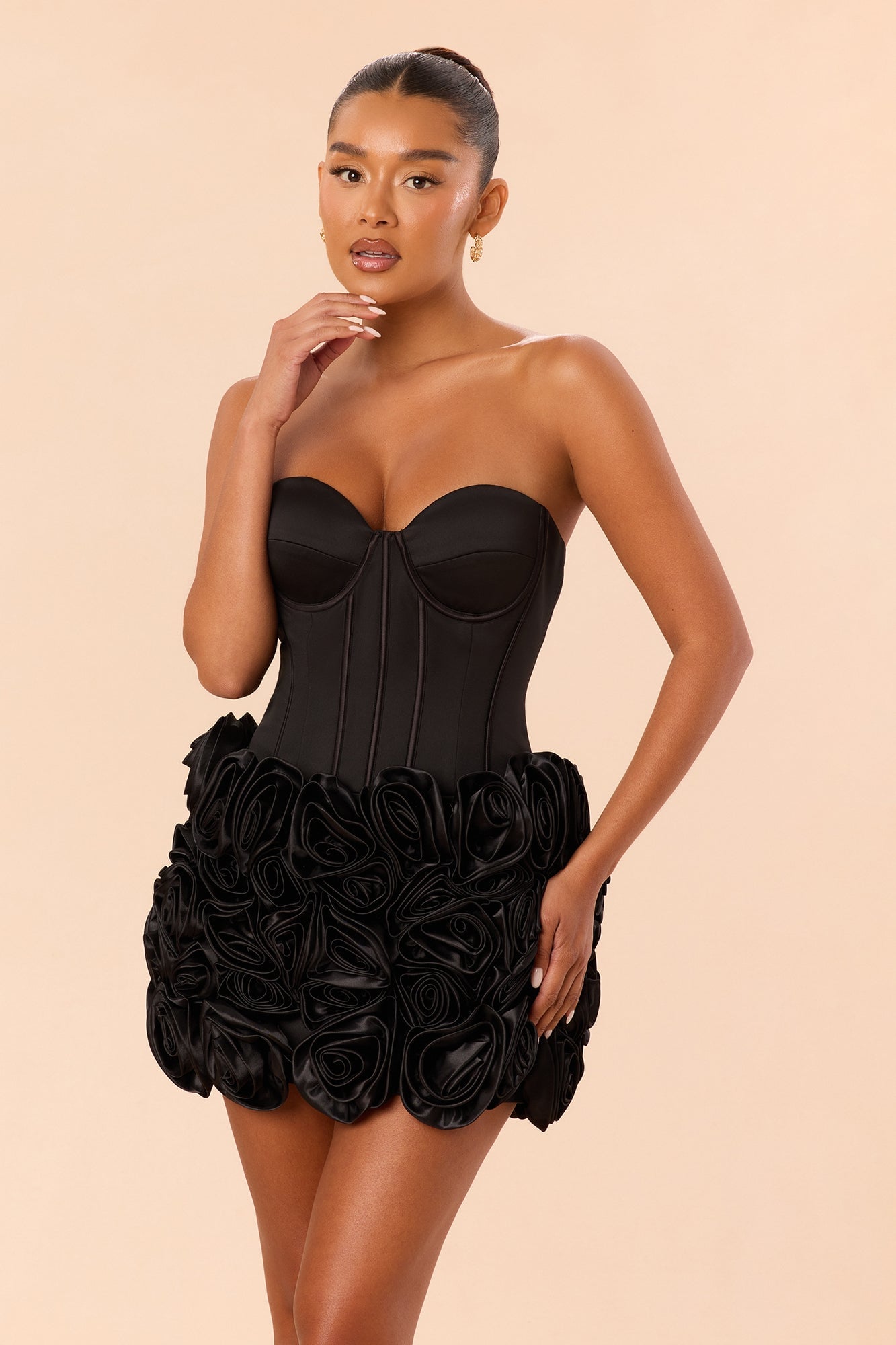 Make An Entrance Floral Applique Maxi Dress - Black image 2