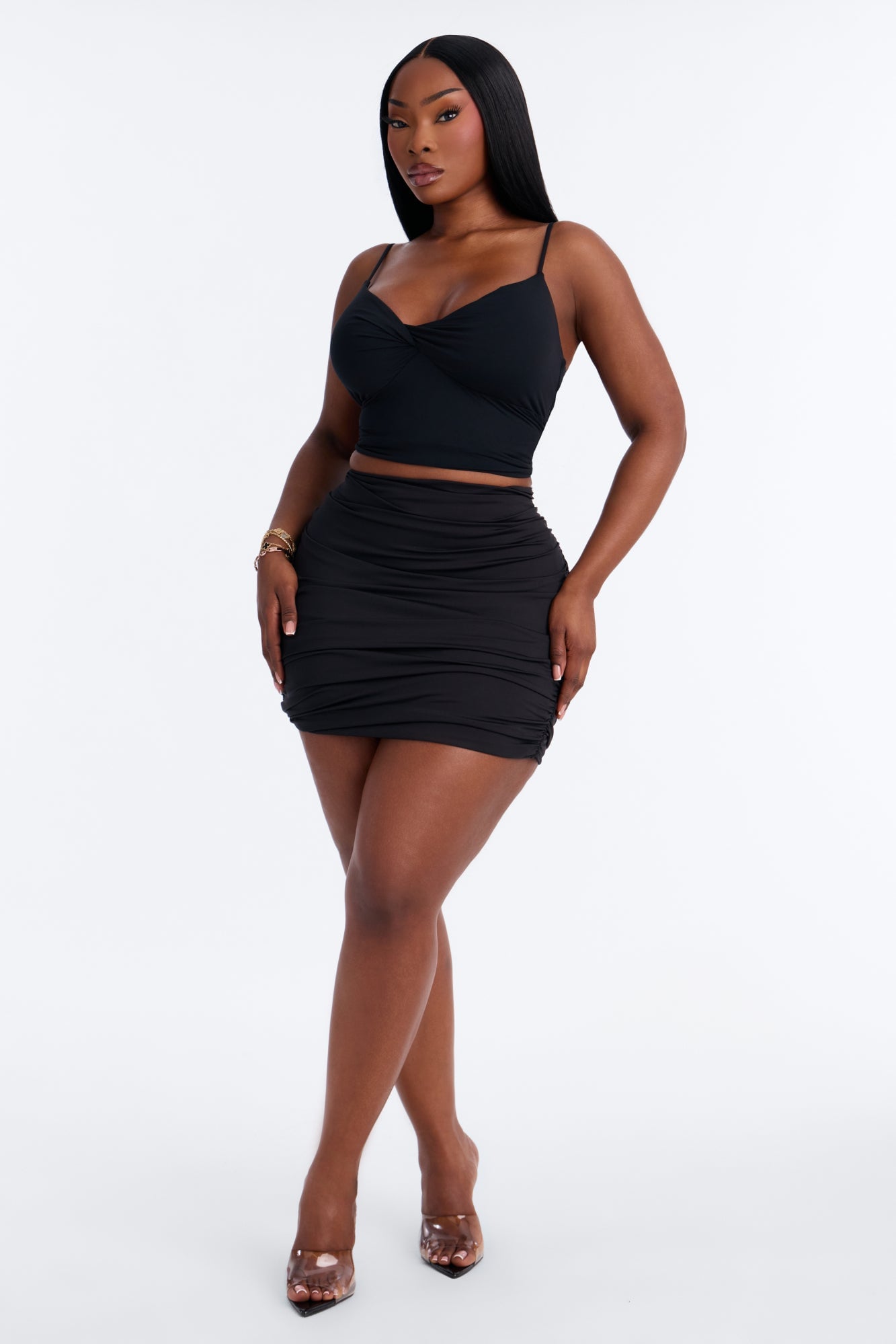 Second Skin Double Lined Twist Cami - Black image 2