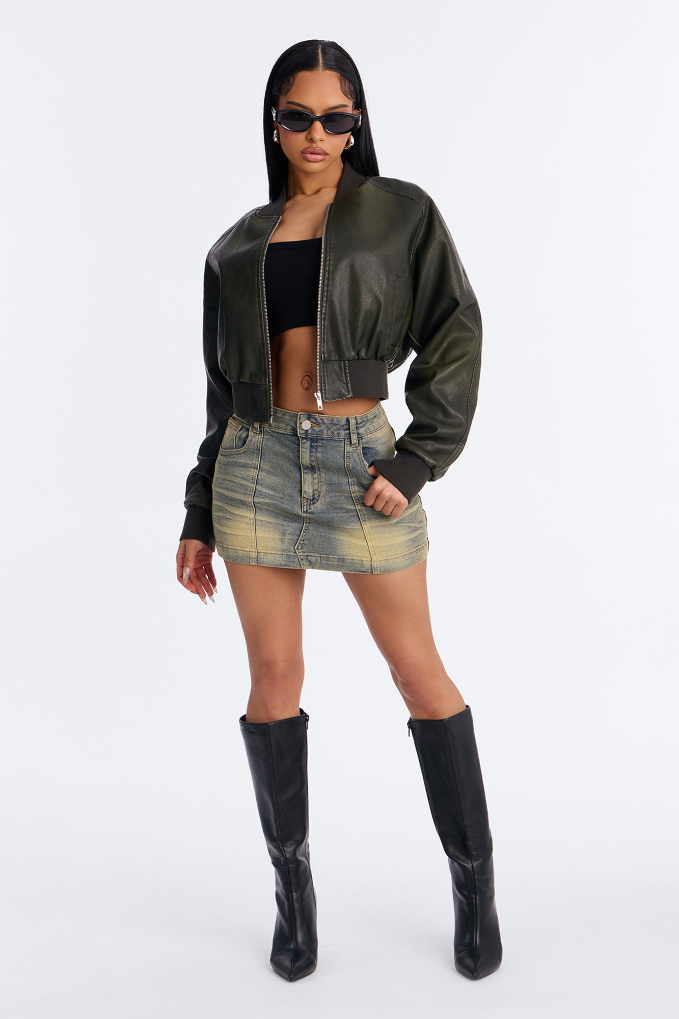 Paris Denim Mini Skirt - Vintage Wash image 7