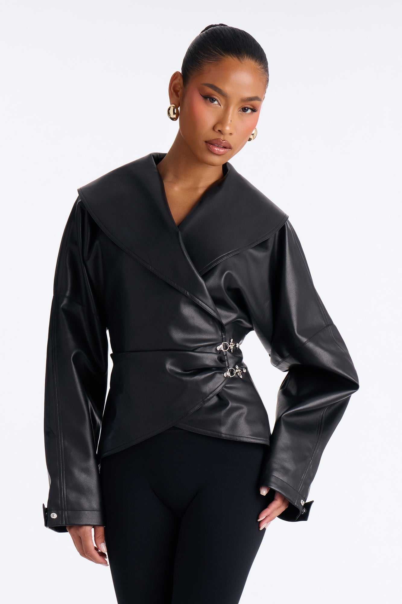 She's Fierce Faux Leather Moto Jacket - Black image 5