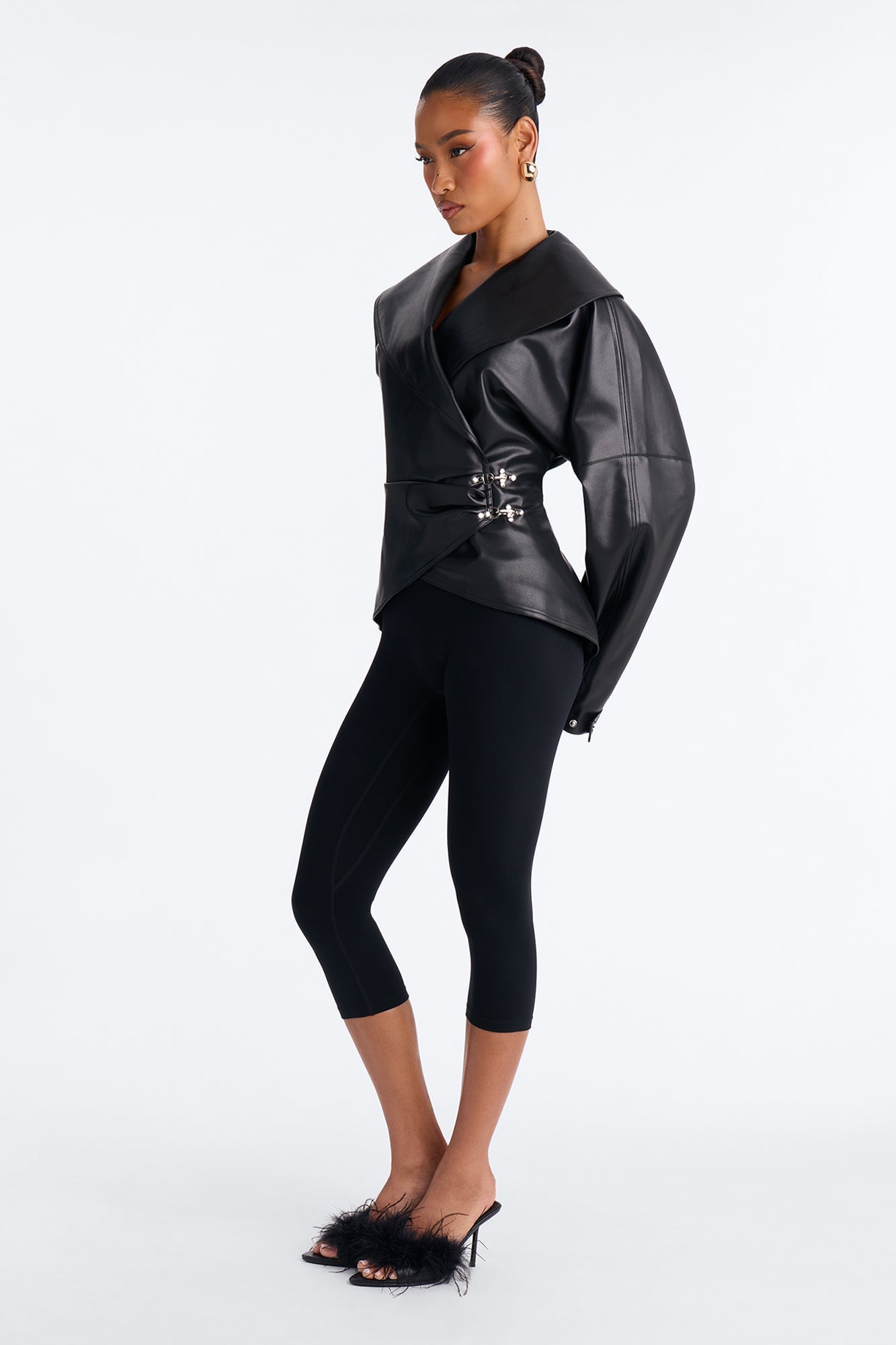She's Fierce Faux Leather Moto Jacket - Black image 6