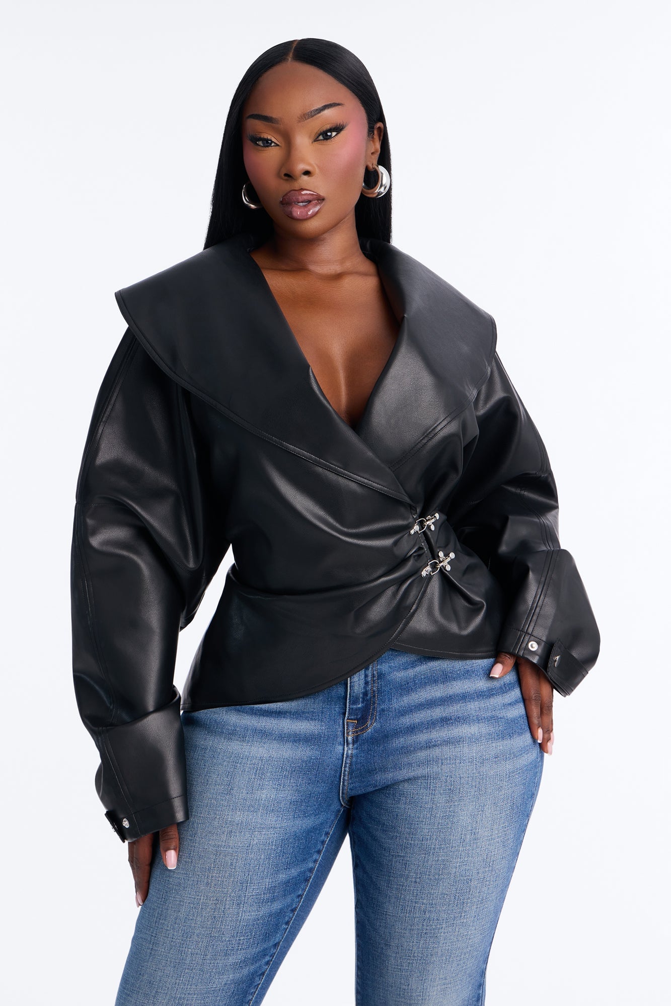 She's Fierce Faux Leather Moto Jacket - Black image 2