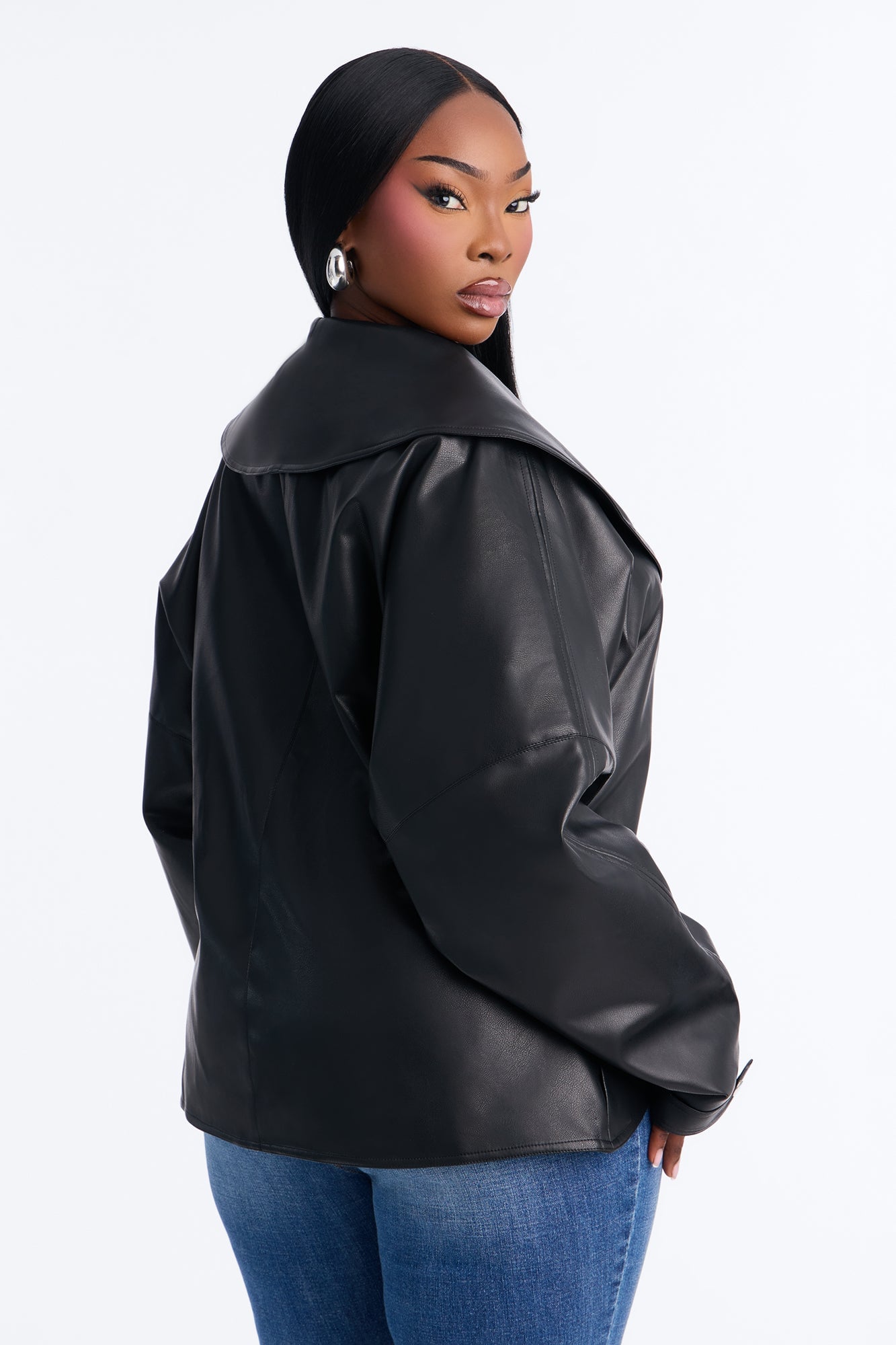 She's Fierce Faux Leather Moto Jacket - Black image 4