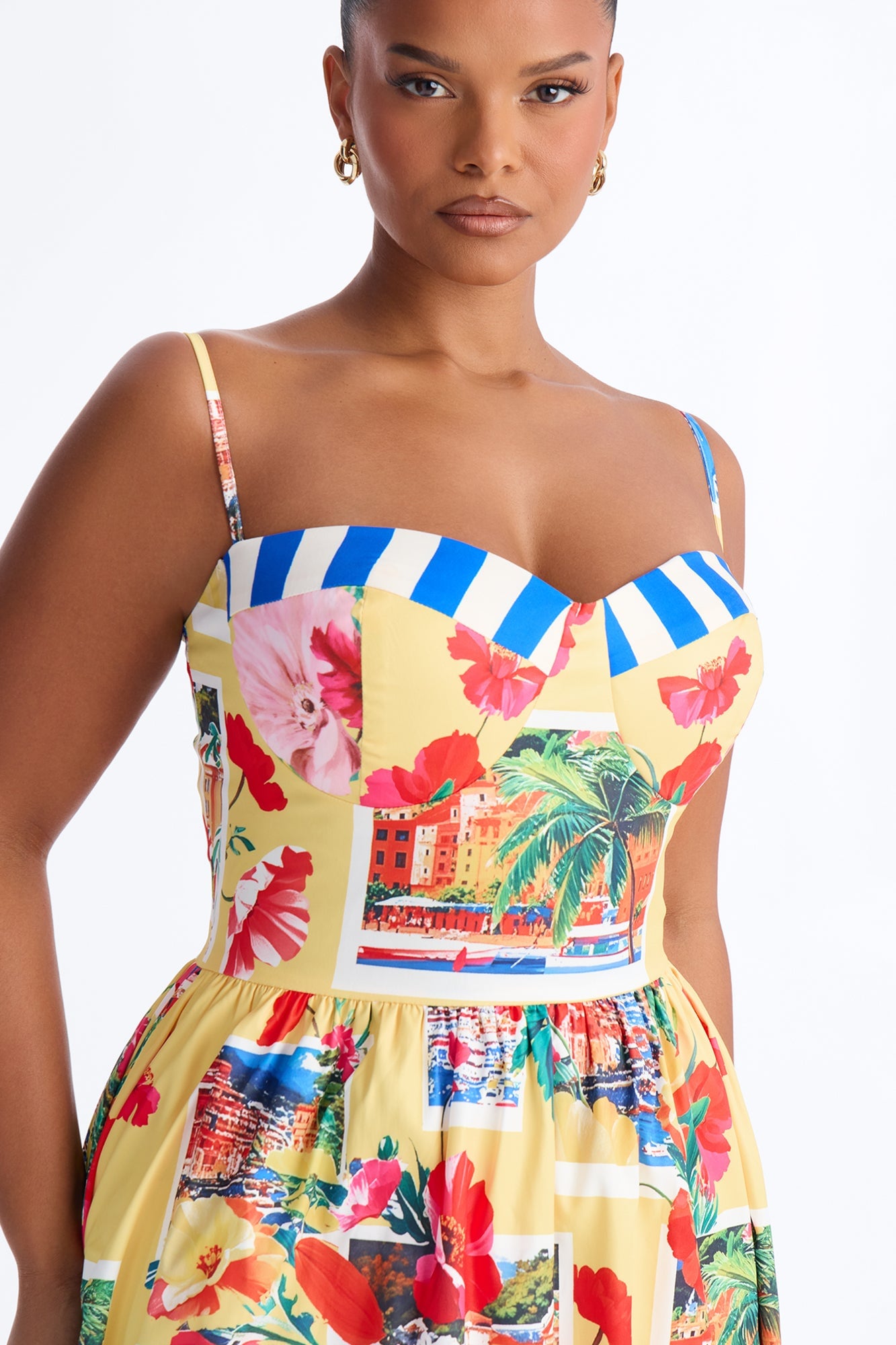 Italian Coast Poplin Midi Dress - Yellow/combo image 3