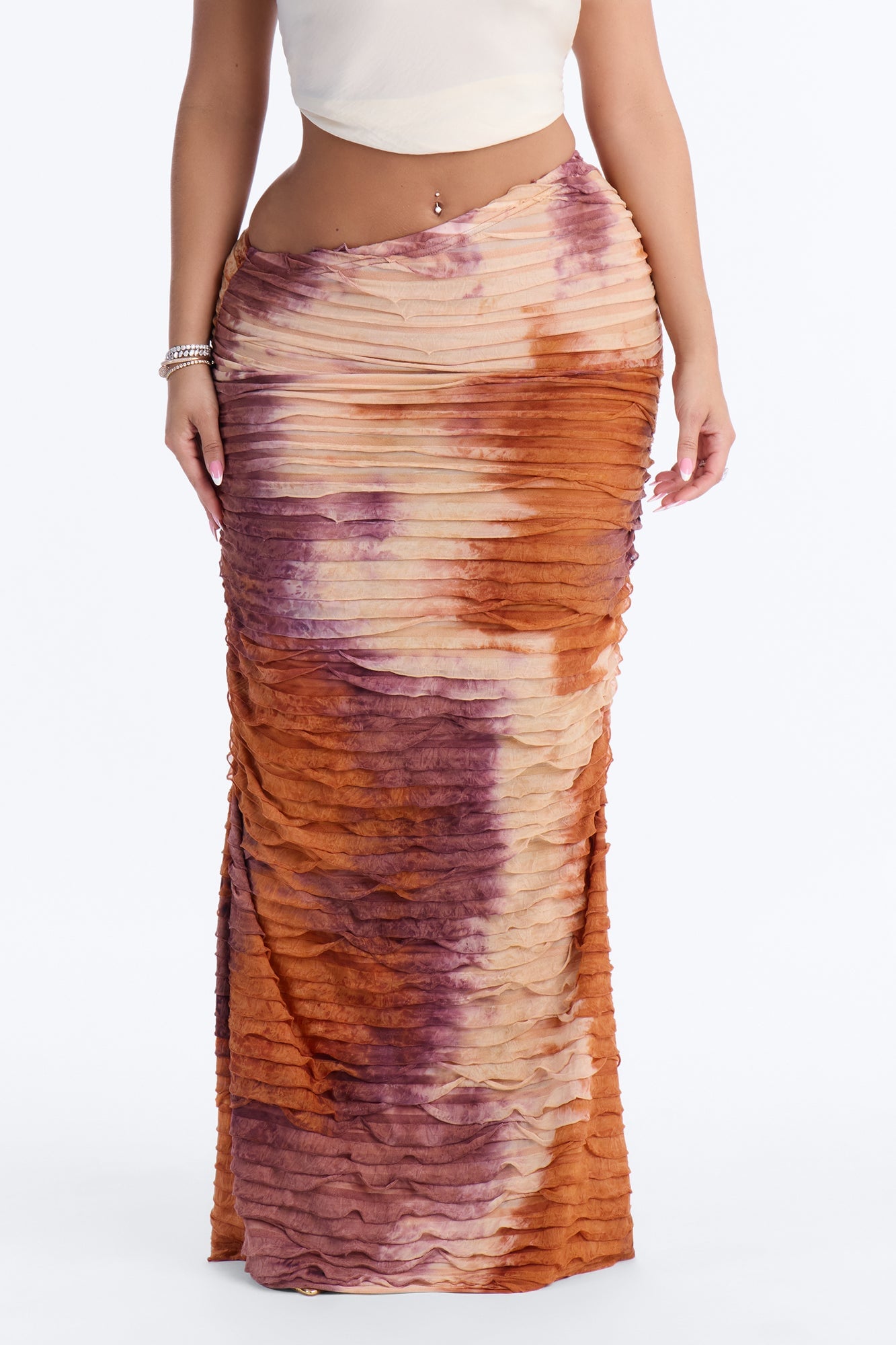 Maylee Textured Maxi Skirt - Brown/combo image 2