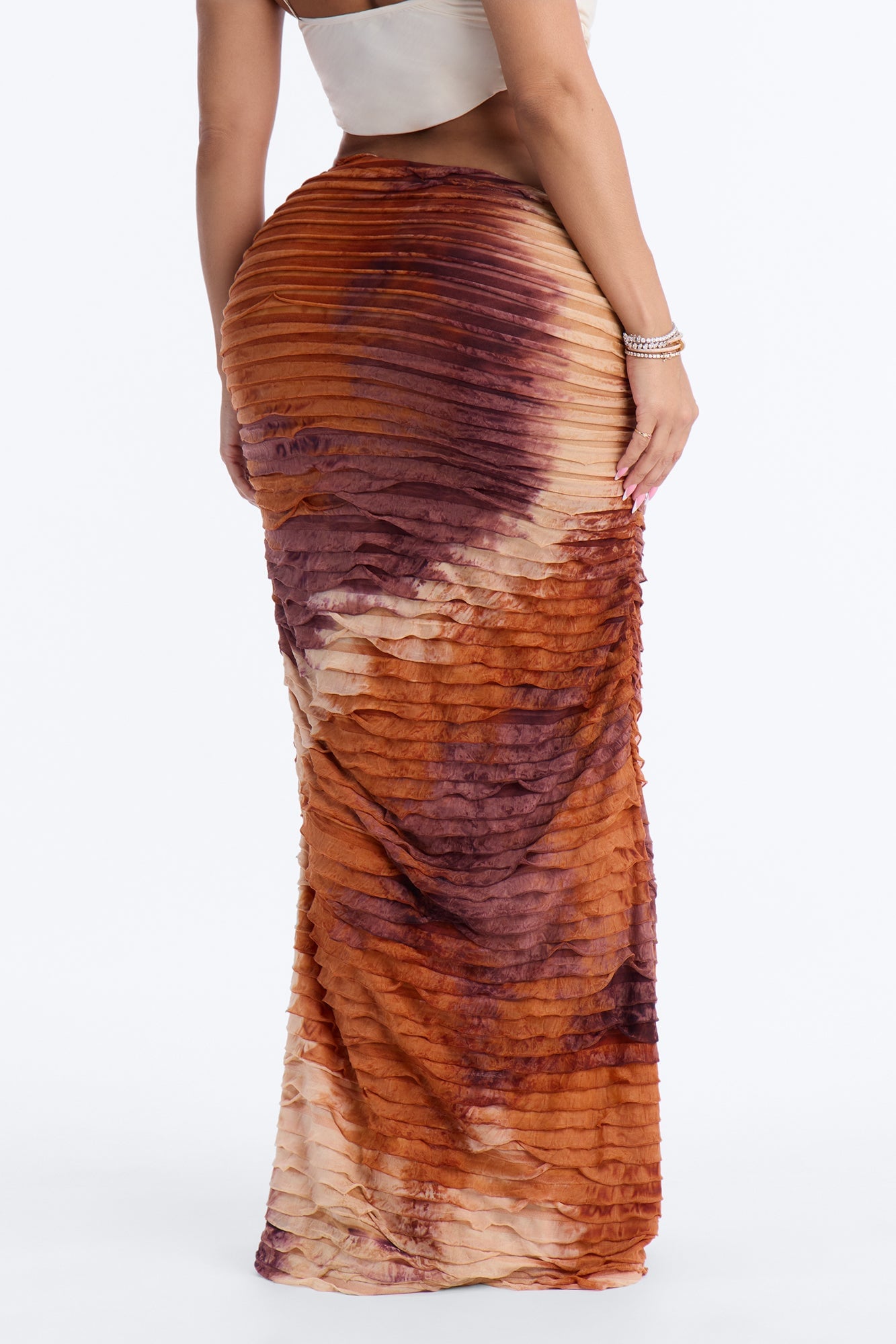 Maylee Textured Maxi Skirt - Brown/combo image 4