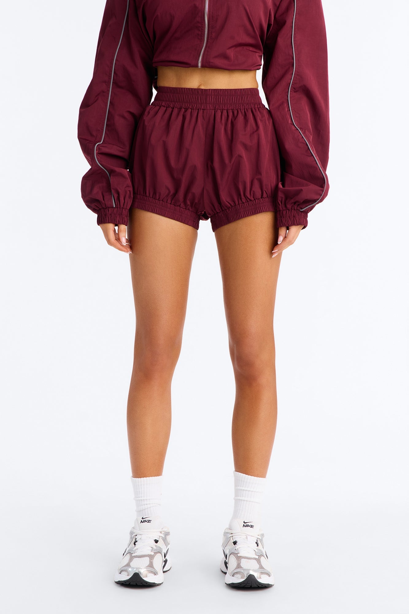 Make A Move Windbreaker Bloomer Shorts - Burgundy image 8