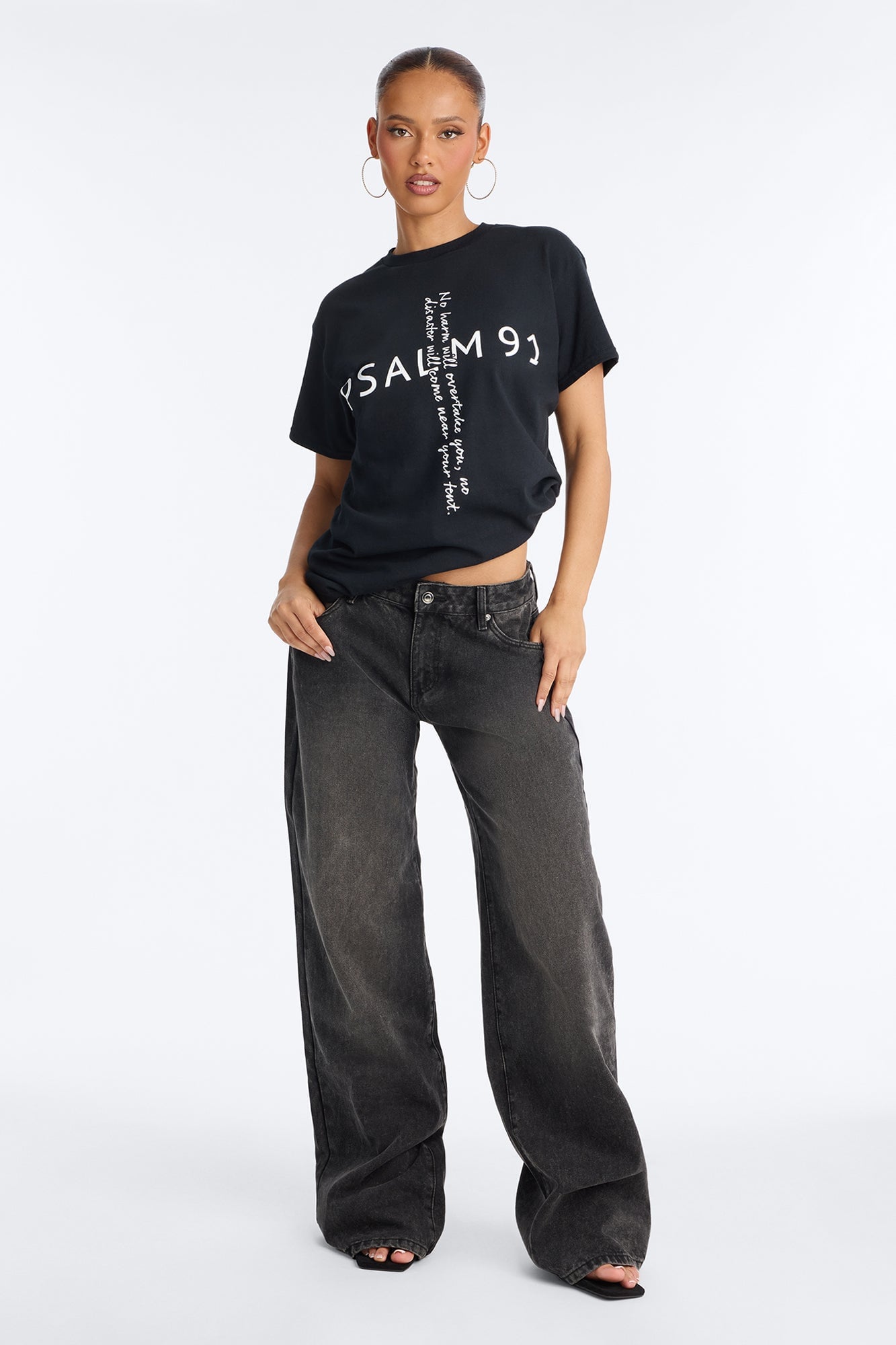 Psalm Cross Oversized Tee - Black image 5