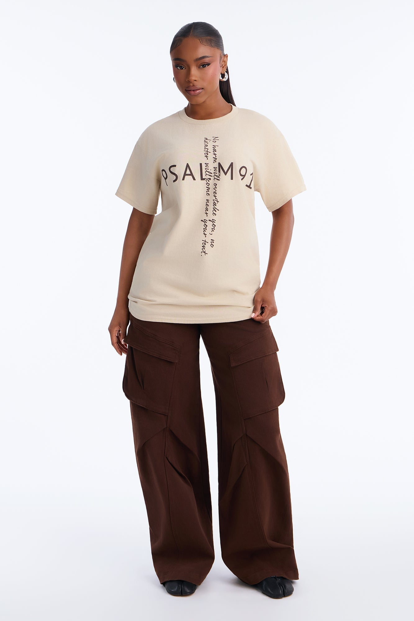 Psalm Cross Oversized Tee - Taupe image 5