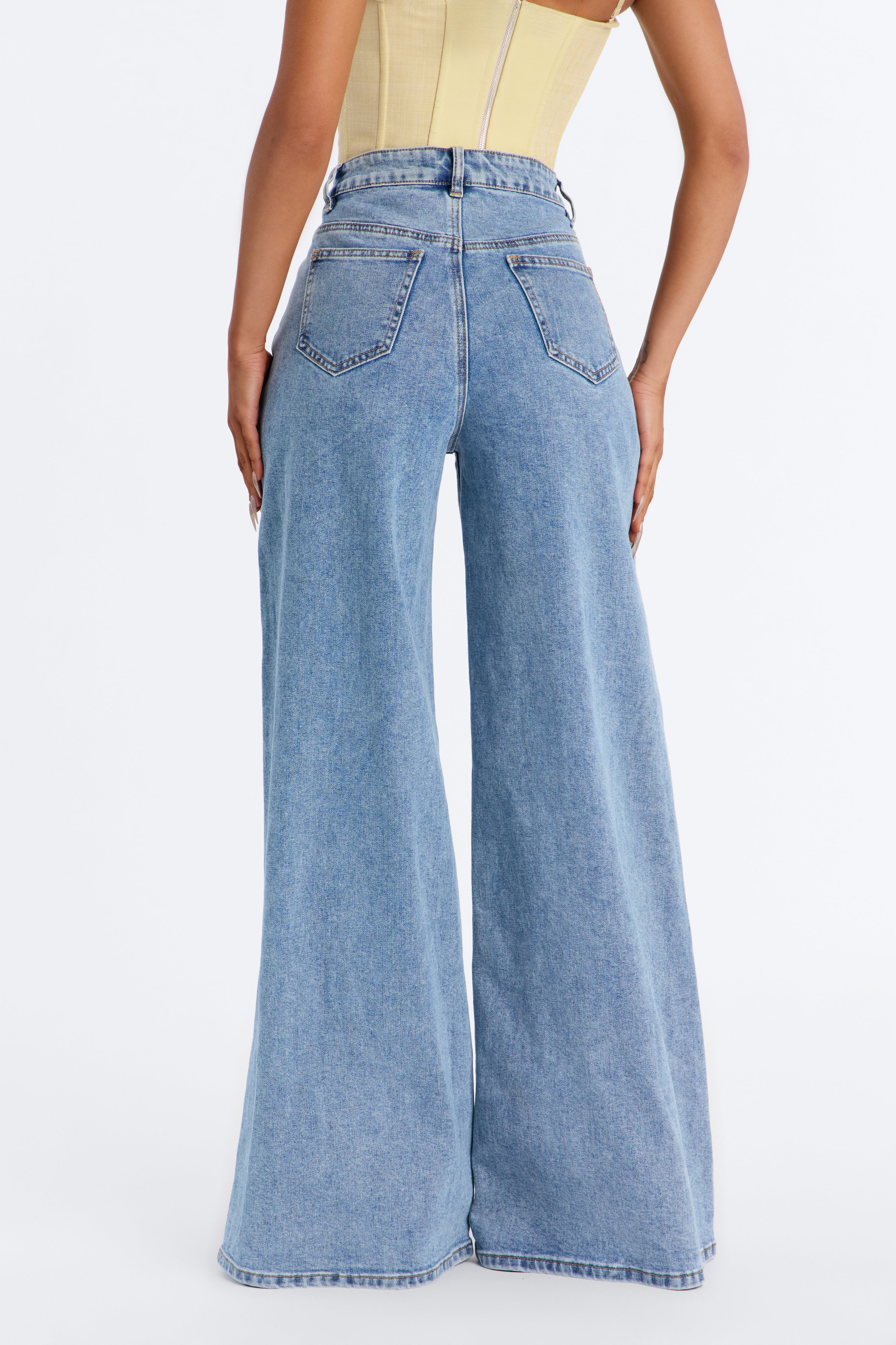 Palermo Nights Stretch Wide Leg Jeans - Light Wash image 3