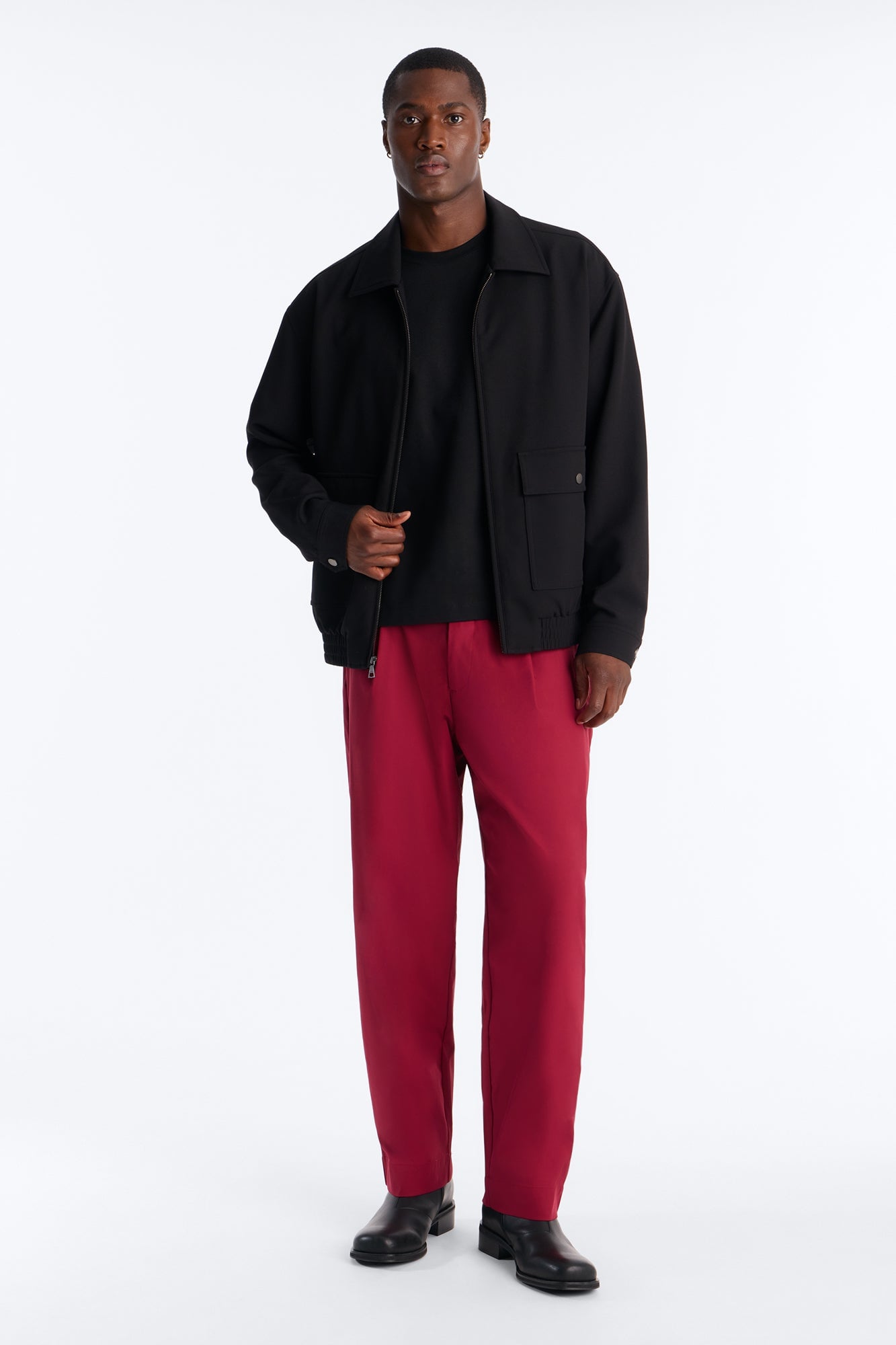 Relaxed Straight Heirloom Pleated Trouser - Burgundy image 6
