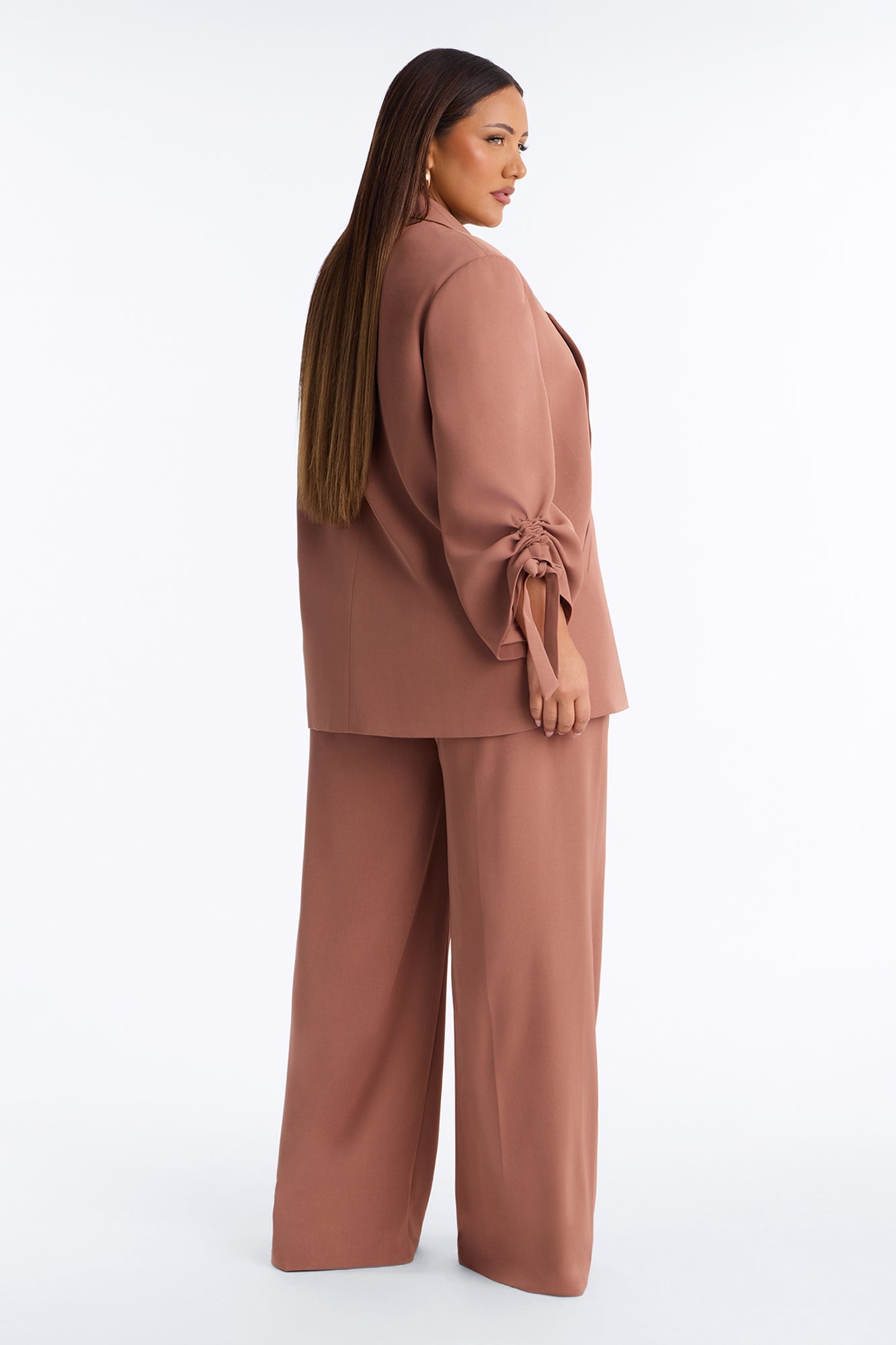 In My Element Ruched Blazer Pant Set - Rust image 4